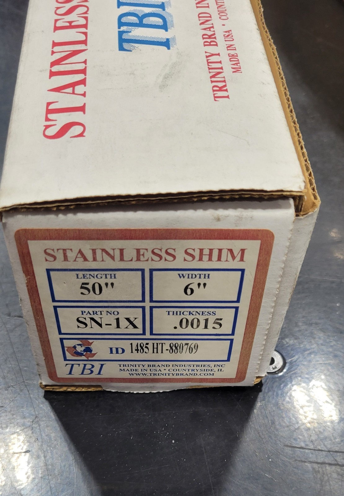 TBI STAINLESS SHIM # SN-1 X ( .0015 THICK) 50"