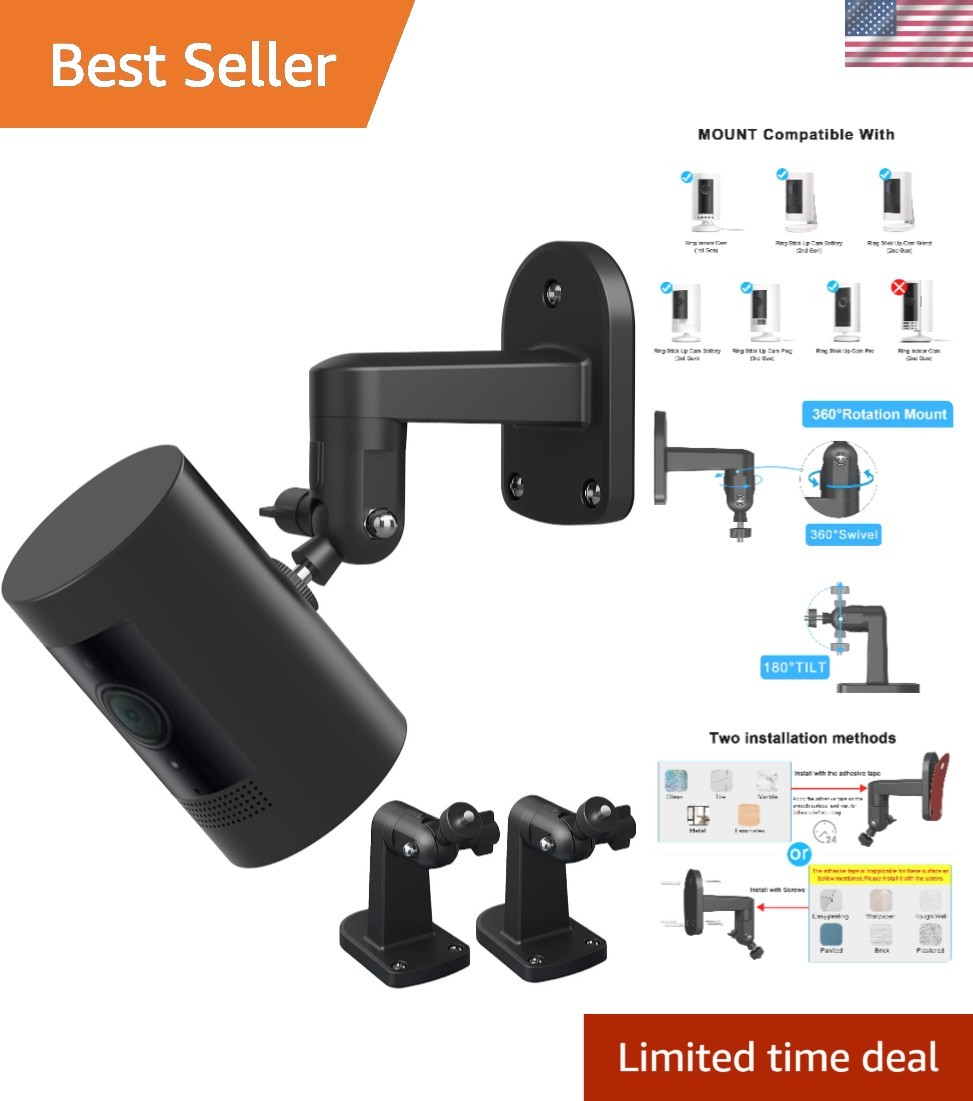 Weatherproof Aluminum Wall Mounts for Ring Cameras - 2-Pack Adjustable Bracket