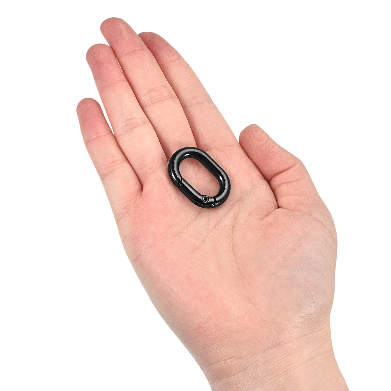 1.14" Spring Oval Ring Snap Clip Trigger for Bag Purse Keychain, 8Pcs Black