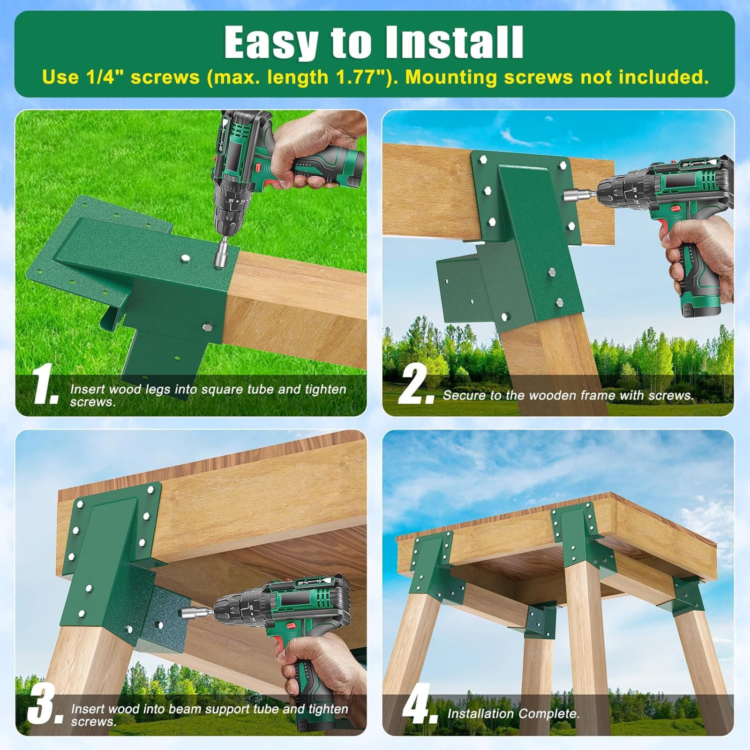 Deer Stand Brackets 4-Pack, Outdoor 4X4 Compound Angle Brackets, Elevator Bracke
