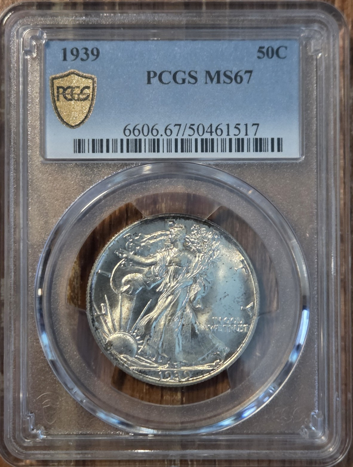 1939 toned silver PCGS walking liberty half dollar MS-67