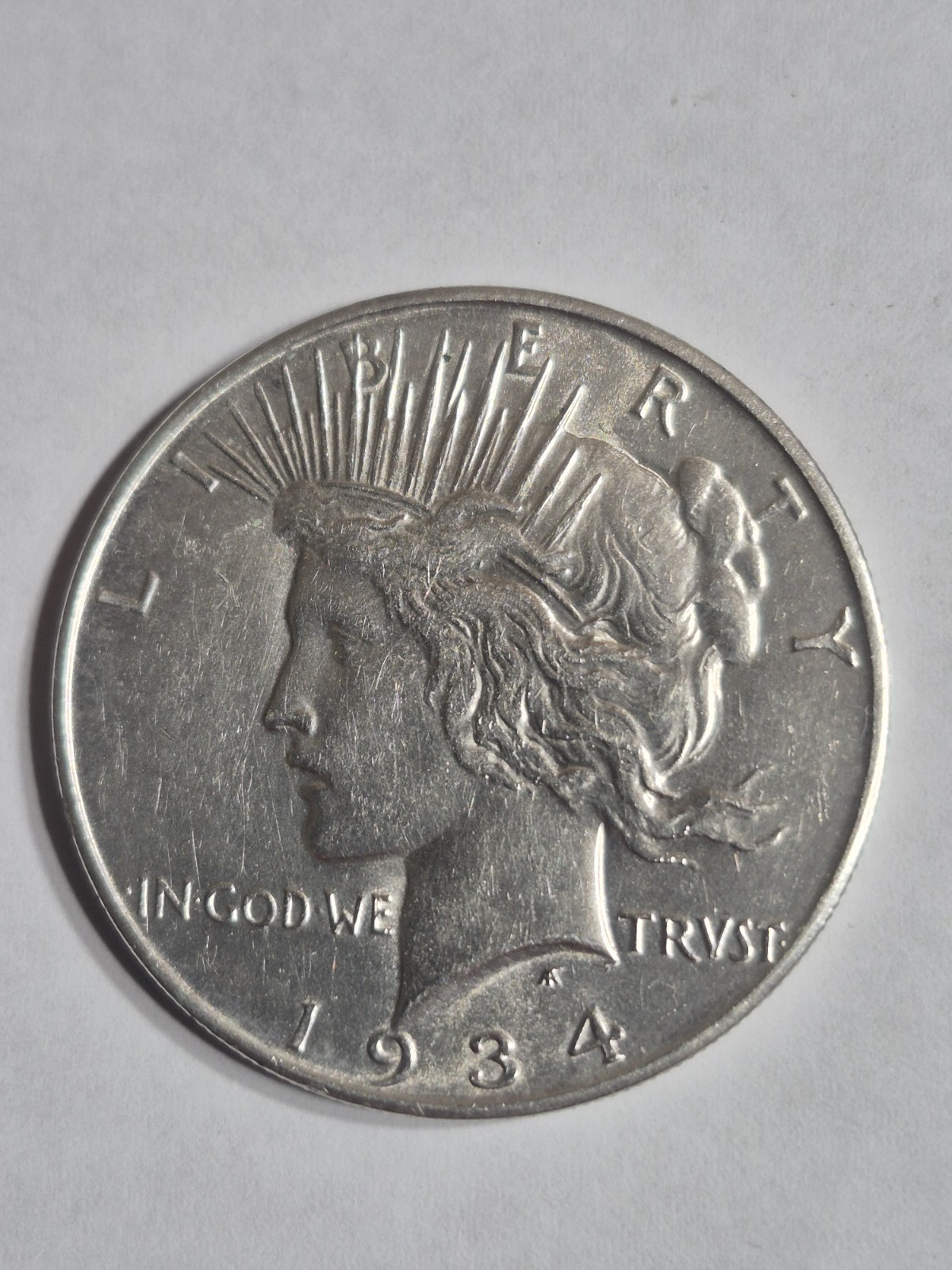 1934-D $1 Peace Silver Dollar UNC Uncirculated Details Hairlined Obv Coin