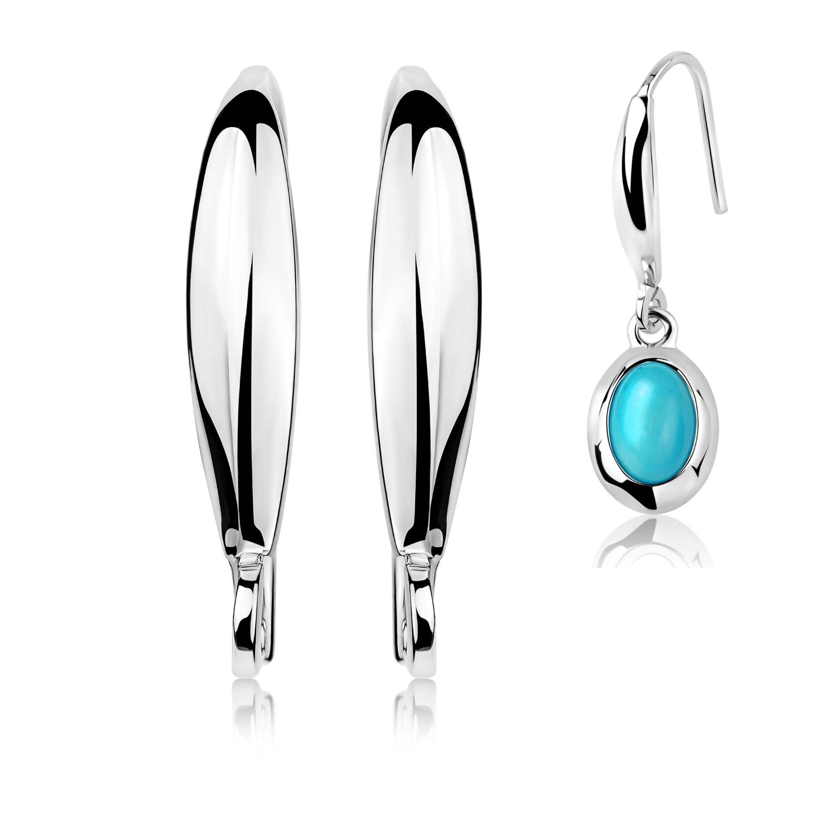 Silver Ear Hooks – 1 Pair Rhodium & Silver Plated Hooks for DIY Earrings