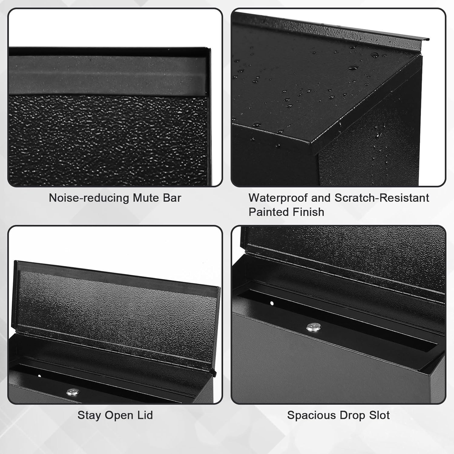 Large Capacity Locking Wall Mount Mailbox - Black