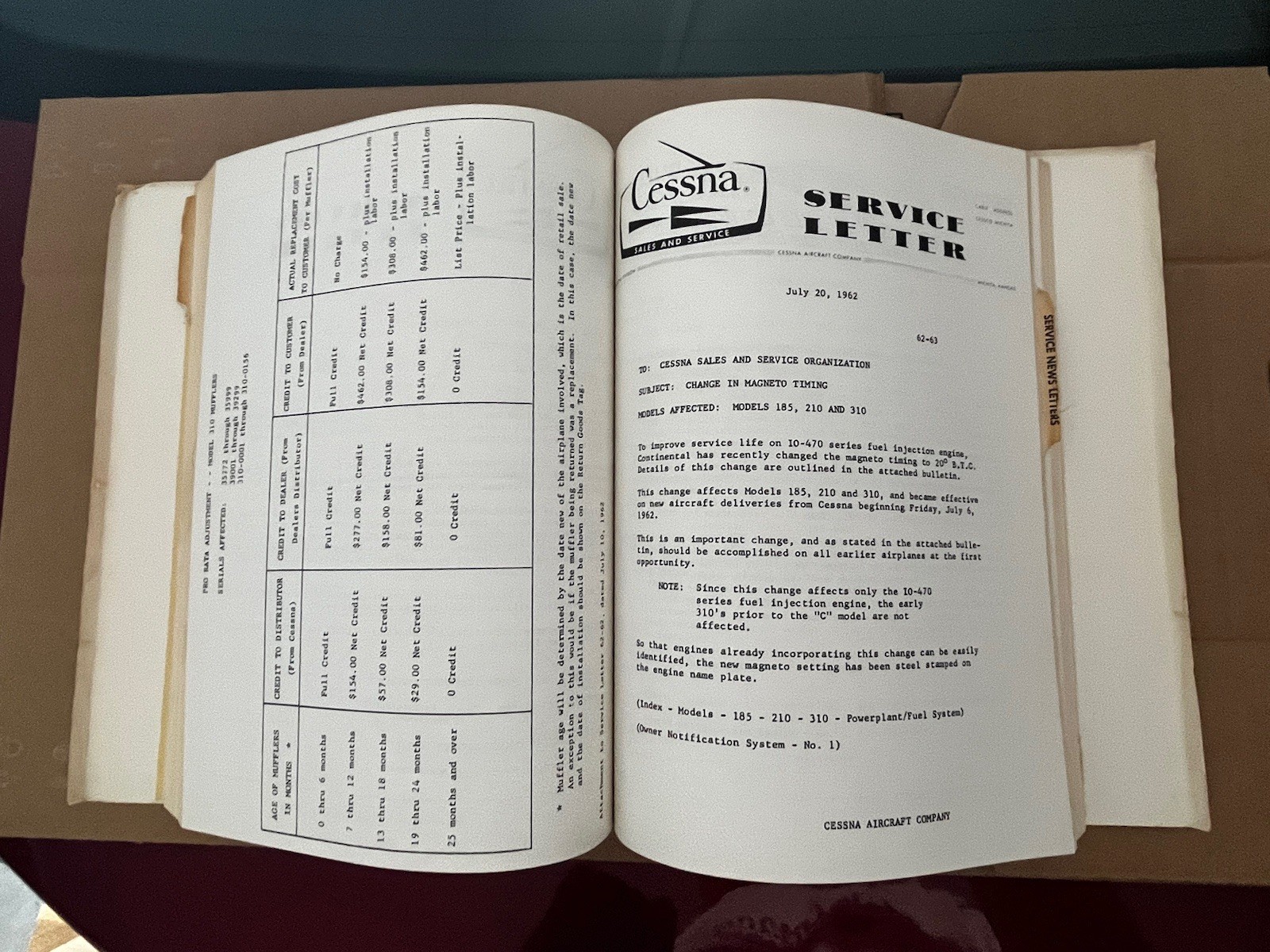 1963 Cessna Service Information Summary Manual All Models, Original