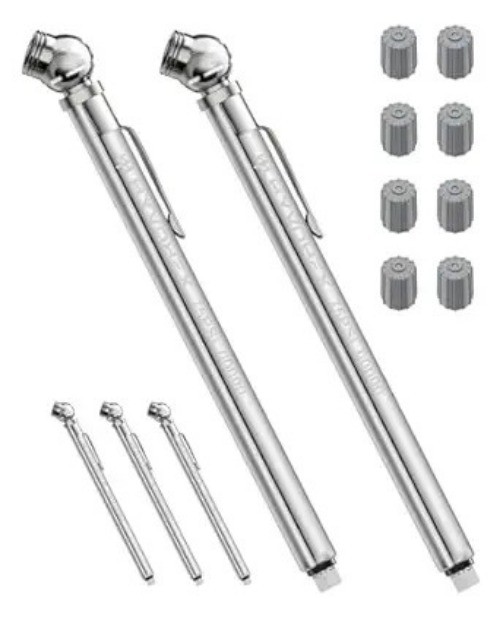 Pencil Tire Pressure Gauge 2 Pack with Valve Caps, Stainles Number of Items: 2