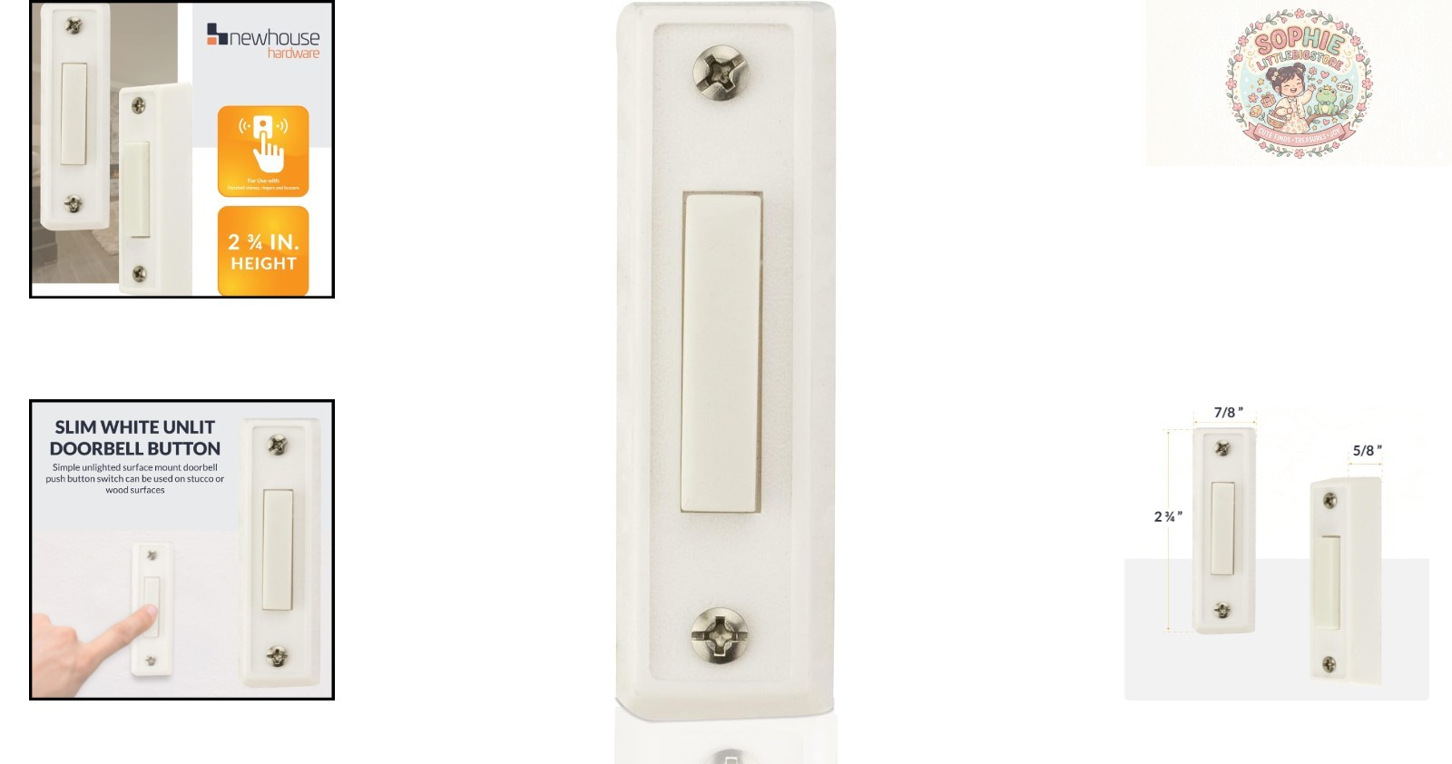 Unlighted Surface Mount Doorbell Button in White - Easy installation & Durable