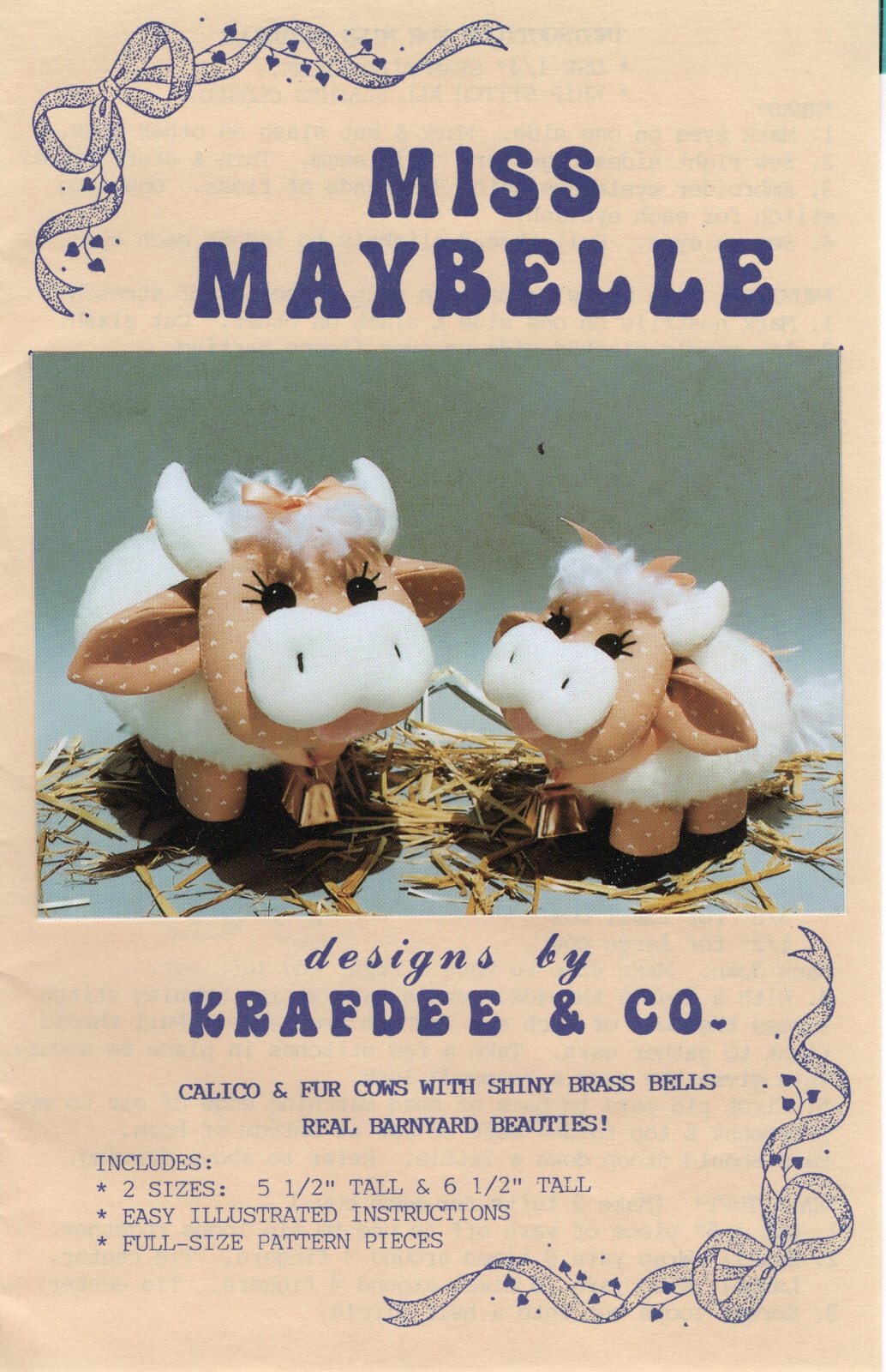 "Miss Maybelle" ©1989 designs by Krefdee & Co Sewing Craft Stuffie Pattern