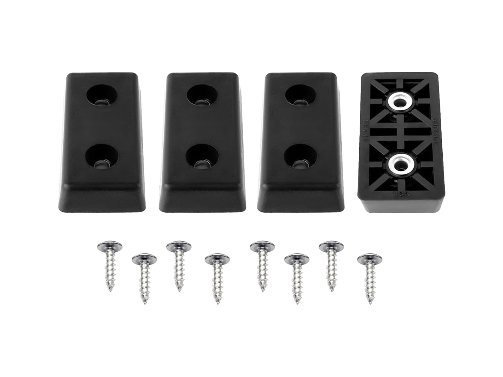 4 Medium Rectangular Rubber Feet Bumper w/Metal Insert & Screws  - US Made