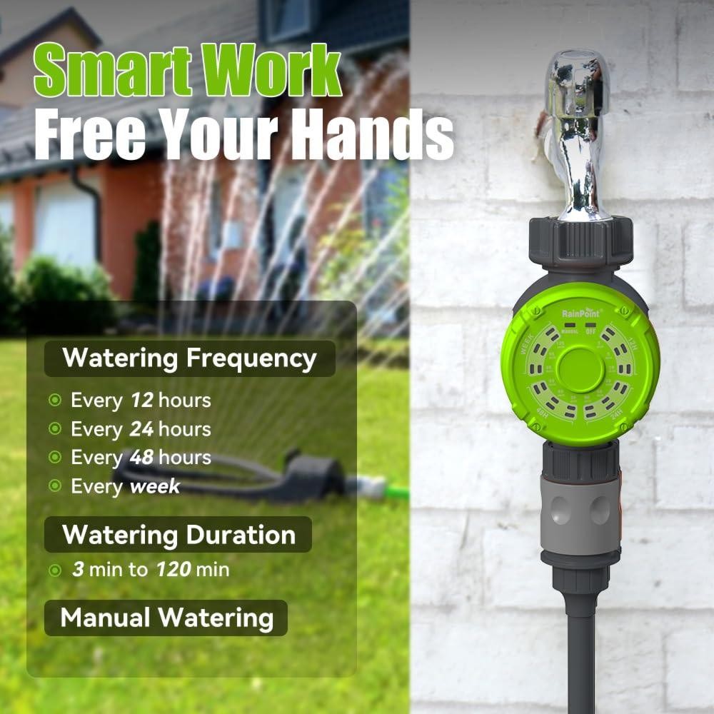 RAINPOINT Water Timer for Garden Hose - Smart Hose Timer Irrigation System for G