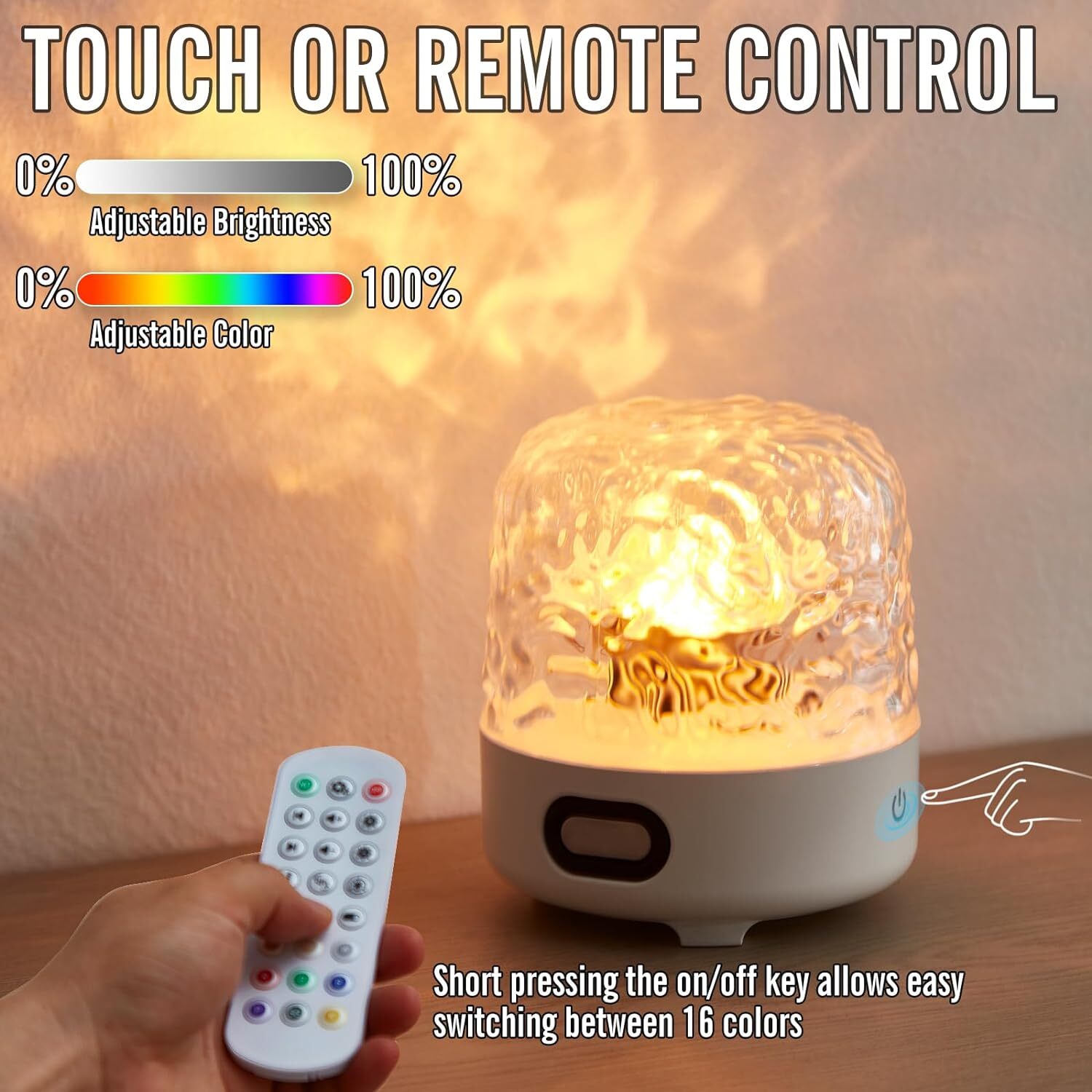 Ocean Wave Night Light Cordless Projector Lamp 16 colors