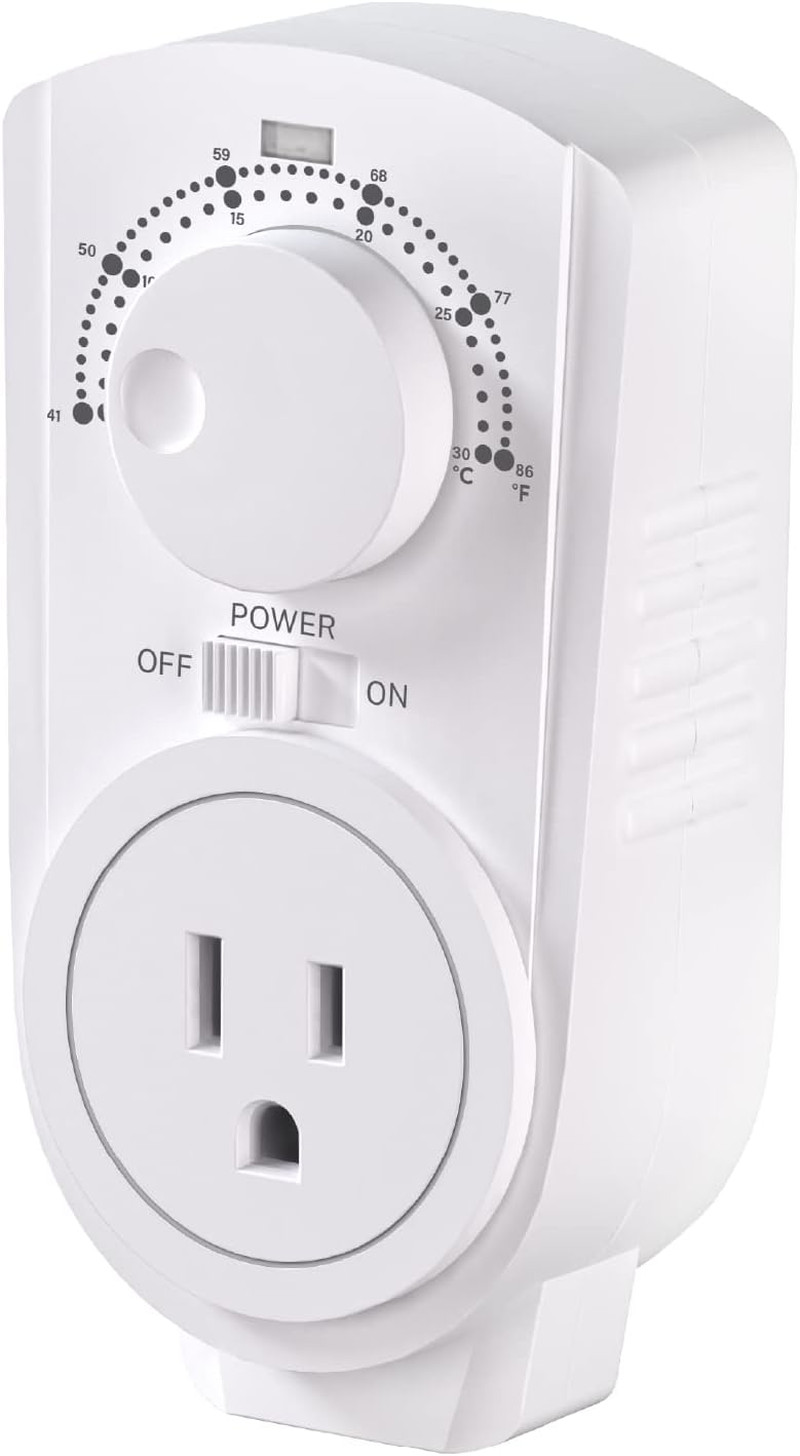 Econohome Adjustable Thermostat - Universal Plugin Heating & Cooling Thermostat