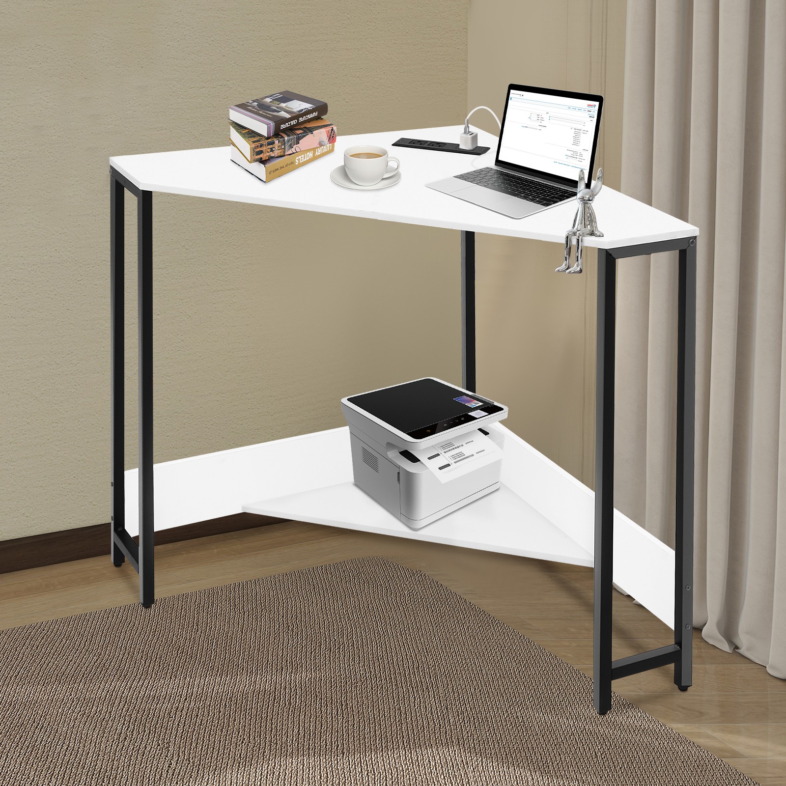 68×68×75 cm Corner Desk with Outlets for Compact Spaces and Modern Design