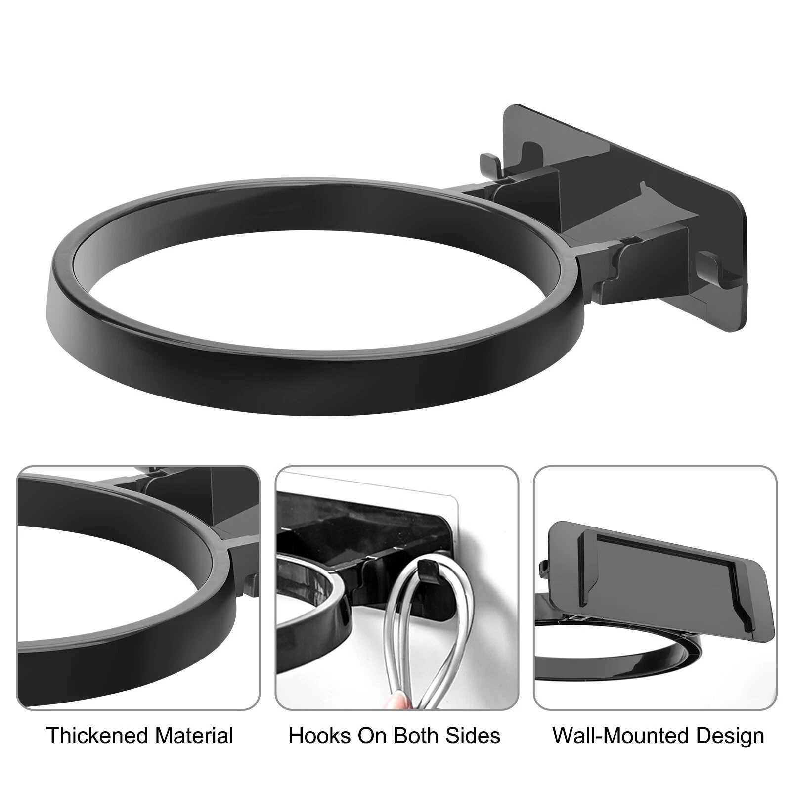 2PCS Black Durable Wall Mounted Polypropylene Basketball Storage Rack Holder