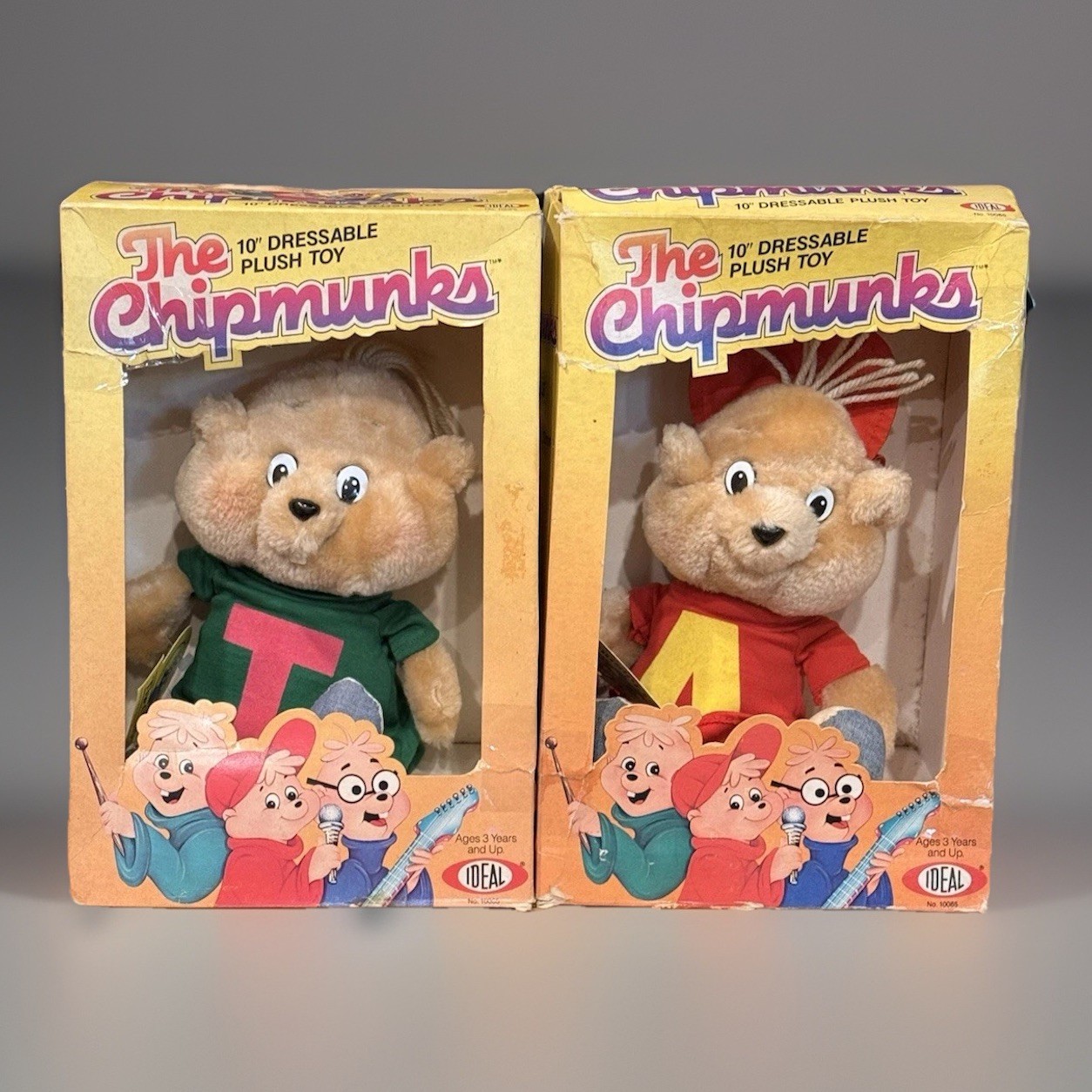 1983 Alvin & the Chipmunks Plush Dolls In Box  Alvin & Theodore Collectibles