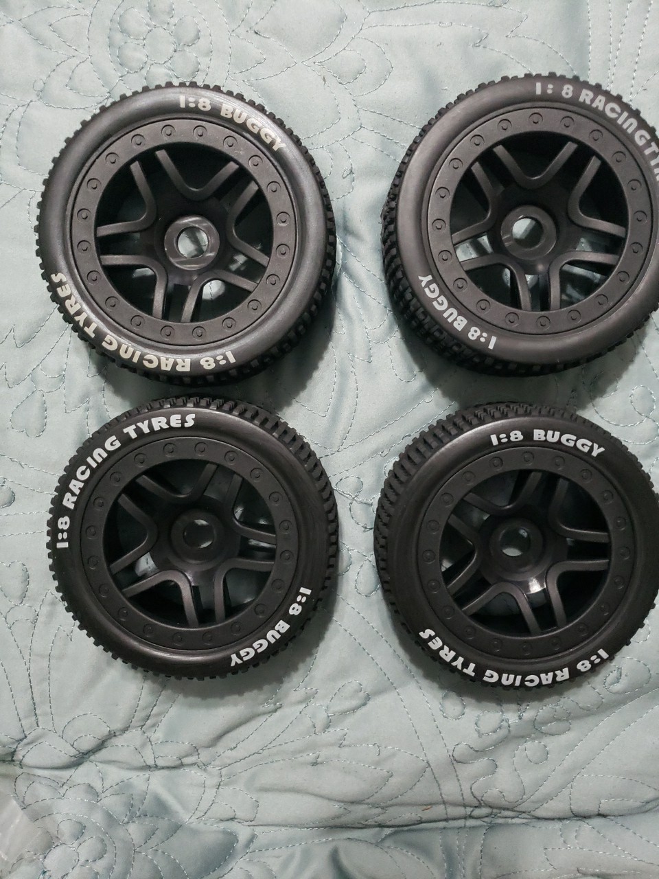 17mm Hex Hub 4.40''OD Rubber Tires & Plastic Wheel Rim w/Foam Compatible with...