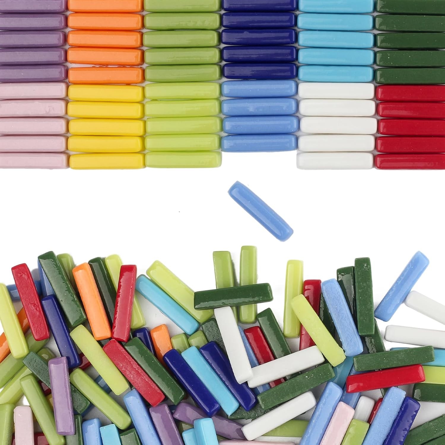 Youway Style Stick Mosaic Tiles for Crafts,228g Multi Colors Glass Mosaic Pieces