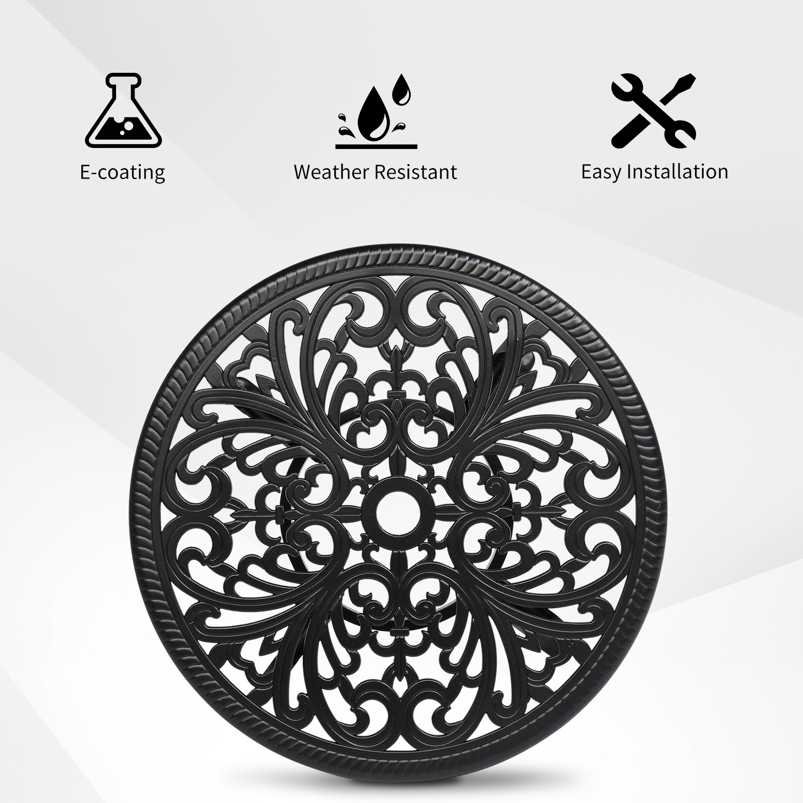 Phoenix Cast Aluminum Round Table, Patio End Table Side Table