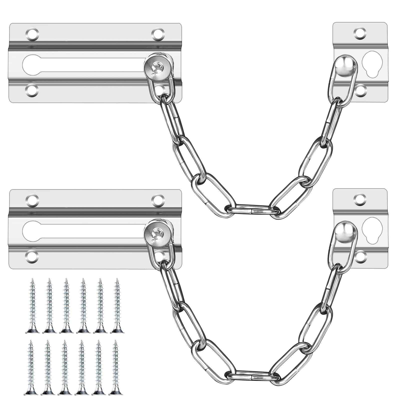 Fitoon 2 Pack Door Chain Lock Stainless Steel, Security Steel