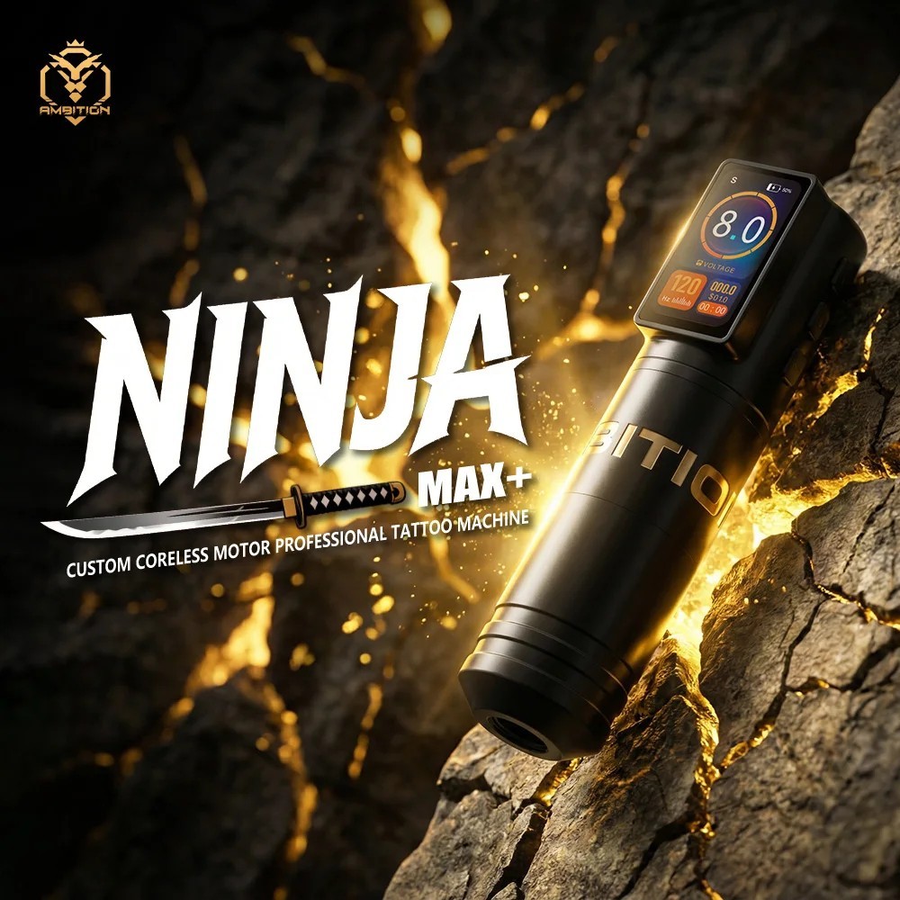 Powerful Upgrade Dual Button 2000mAh Tattoo Ambition Ninja Max+ Wireless Tattoo