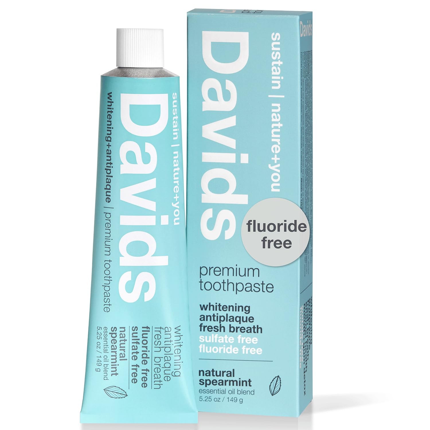 Davids Fluoride Free Toothpaste, Teeth Whitening, Antiplaque, 5.25oz,
