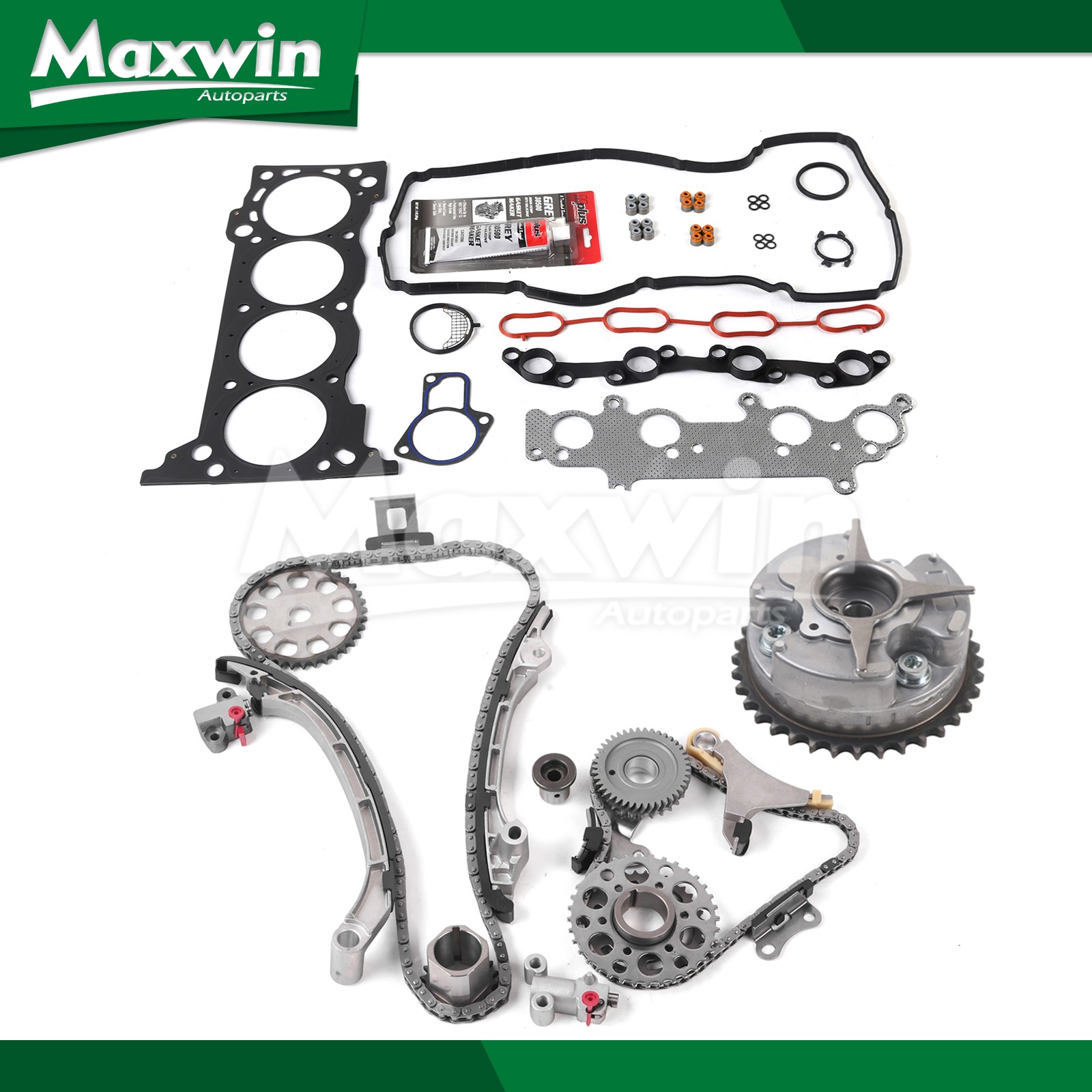 Head Gasket Set Timing Chain Kit VVT Sprocket Fit 05-12 Toyota Tacoma 2.7L