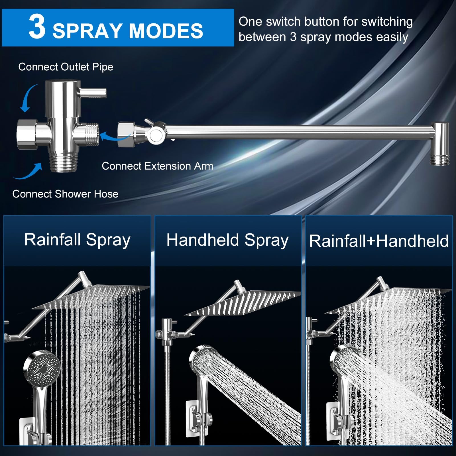 Shower Head, Rain Head with Handheld Spray 10 Inch - Standard, Silver