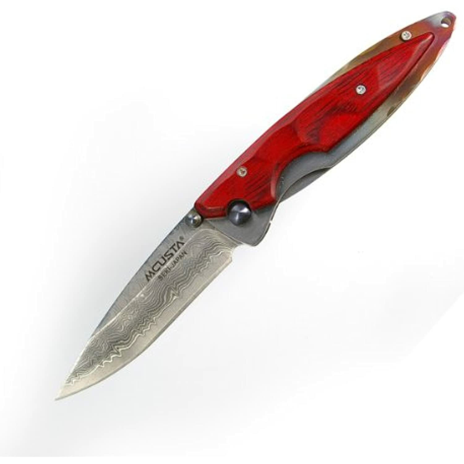 Mcusta Knives 72D Damascus Kasumi Linerlock Knife with Stamina Wood Handles