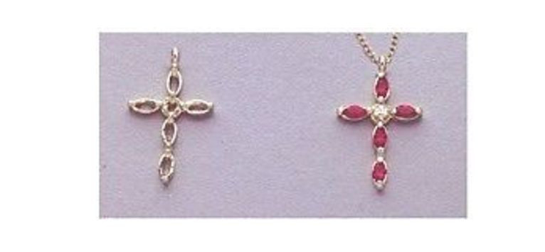 Marquise & Round Cross Solid Sterling Silver Pre-Notched Pendant Setting