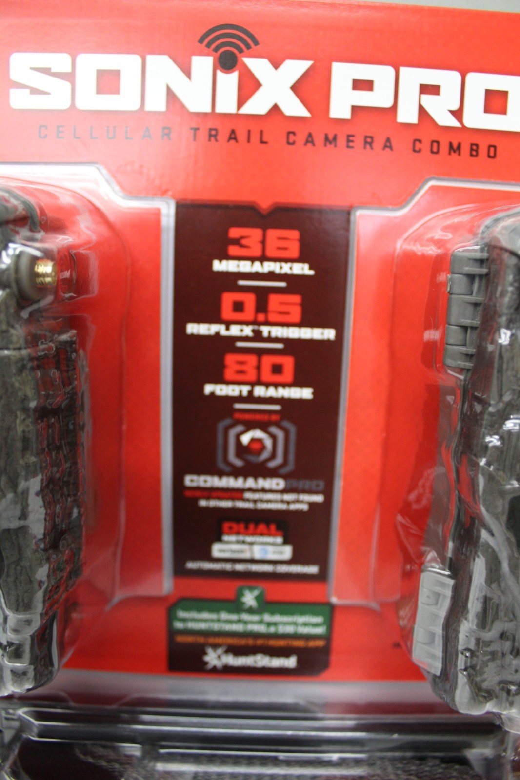 Trail Camera Stealth 2 Pk Sonix Pro 36 MP Cellular Dual Sim 80 ft. Range 32GB SD