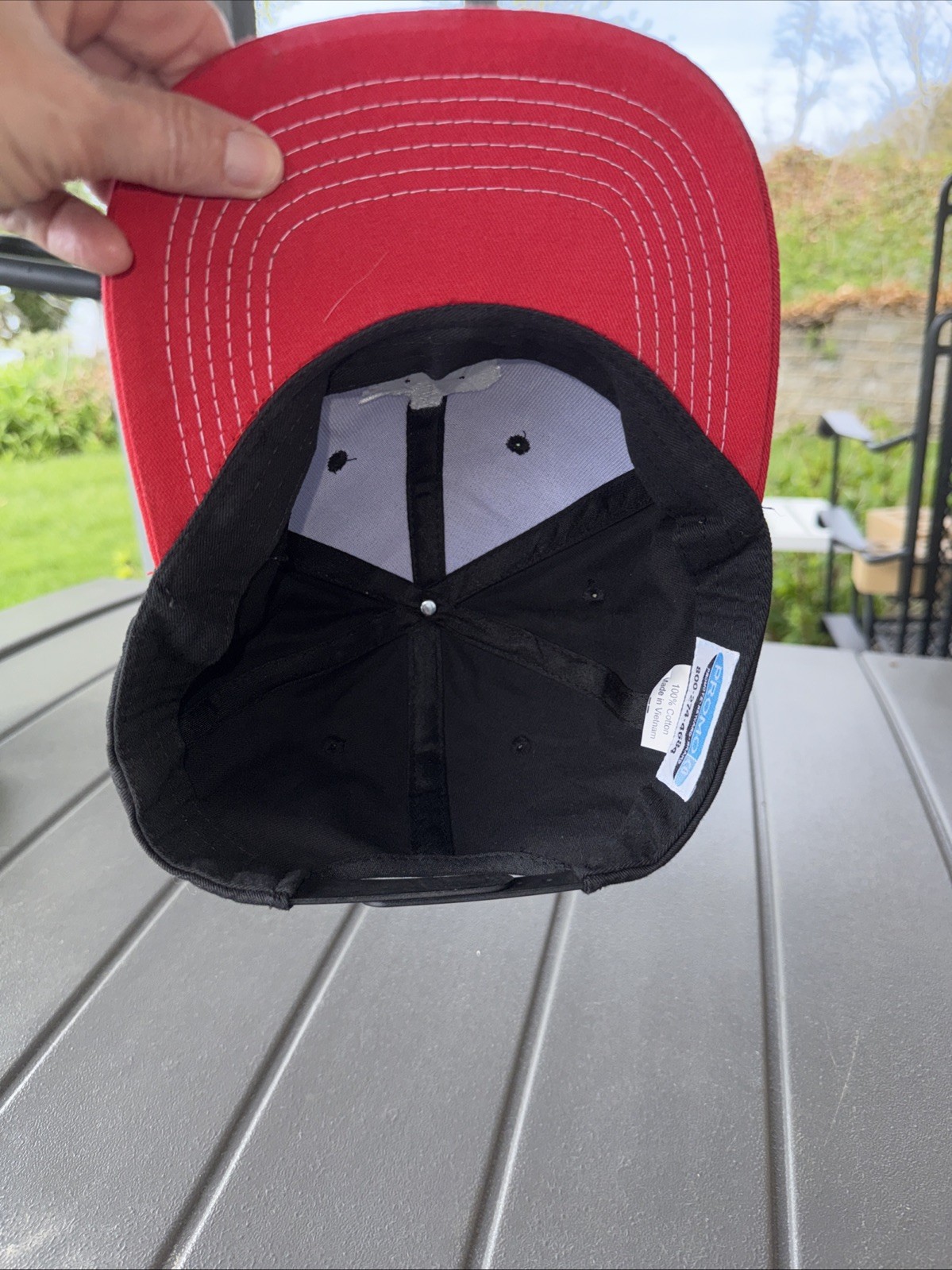Lagunitas IPA India Pale Ale sparkle bottle patch on Black Hat Red bill Snapback