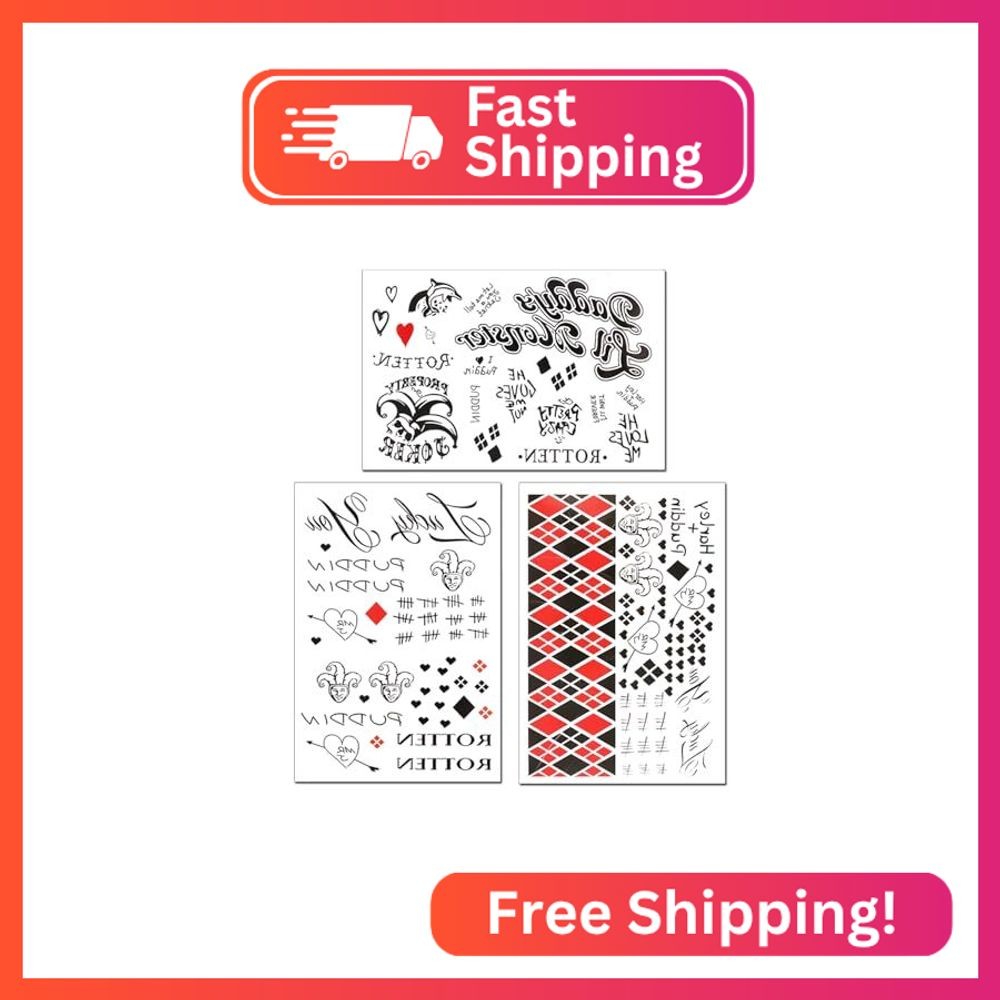 3 Sheets Temporary Tattoos Tattoo Sticker Perfect for Halloween,Cosplay, Costume