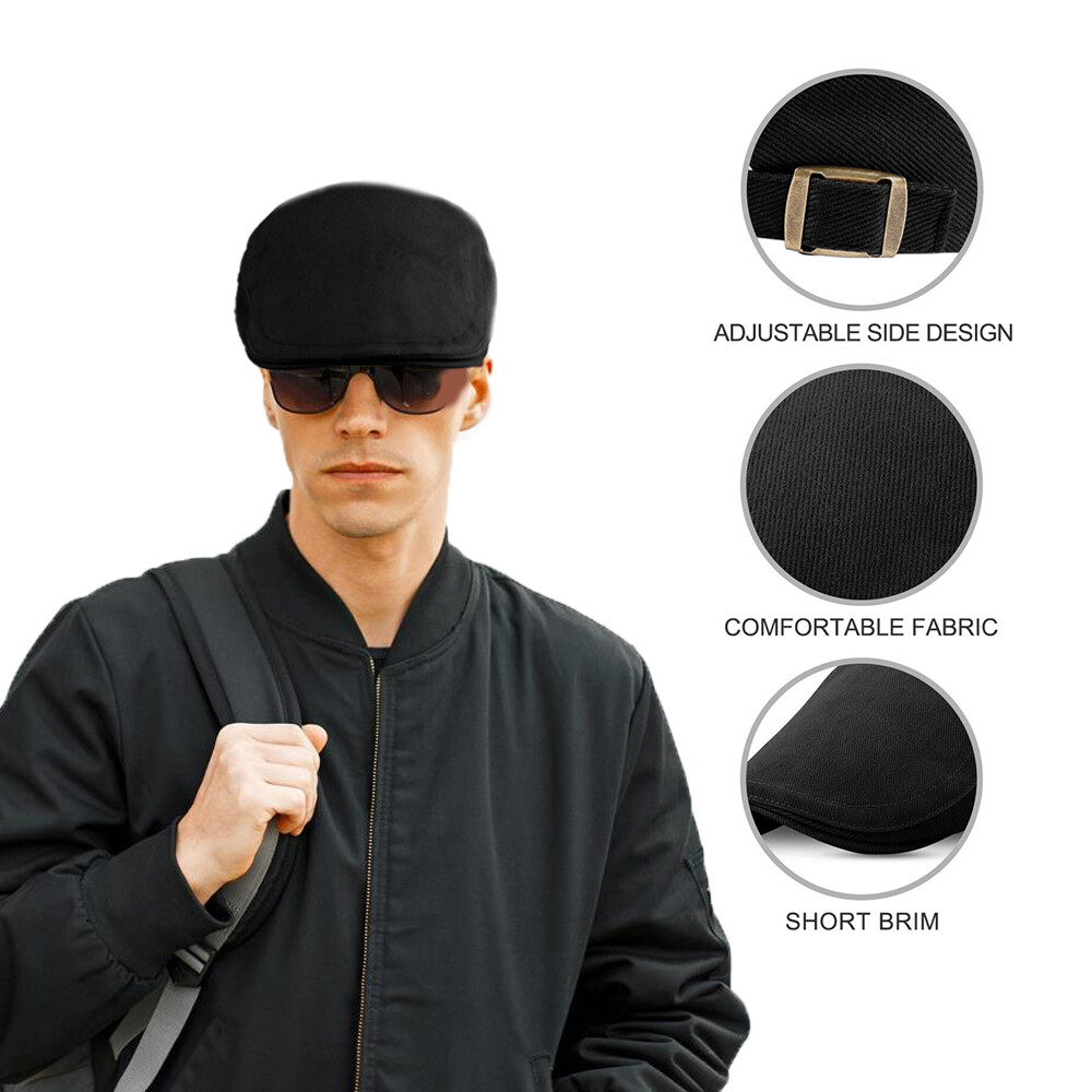 Solid Cotton Gatsby Cap Men Ivy Hat Golf Driving Summer Sun Flat Cabbie Newsboy