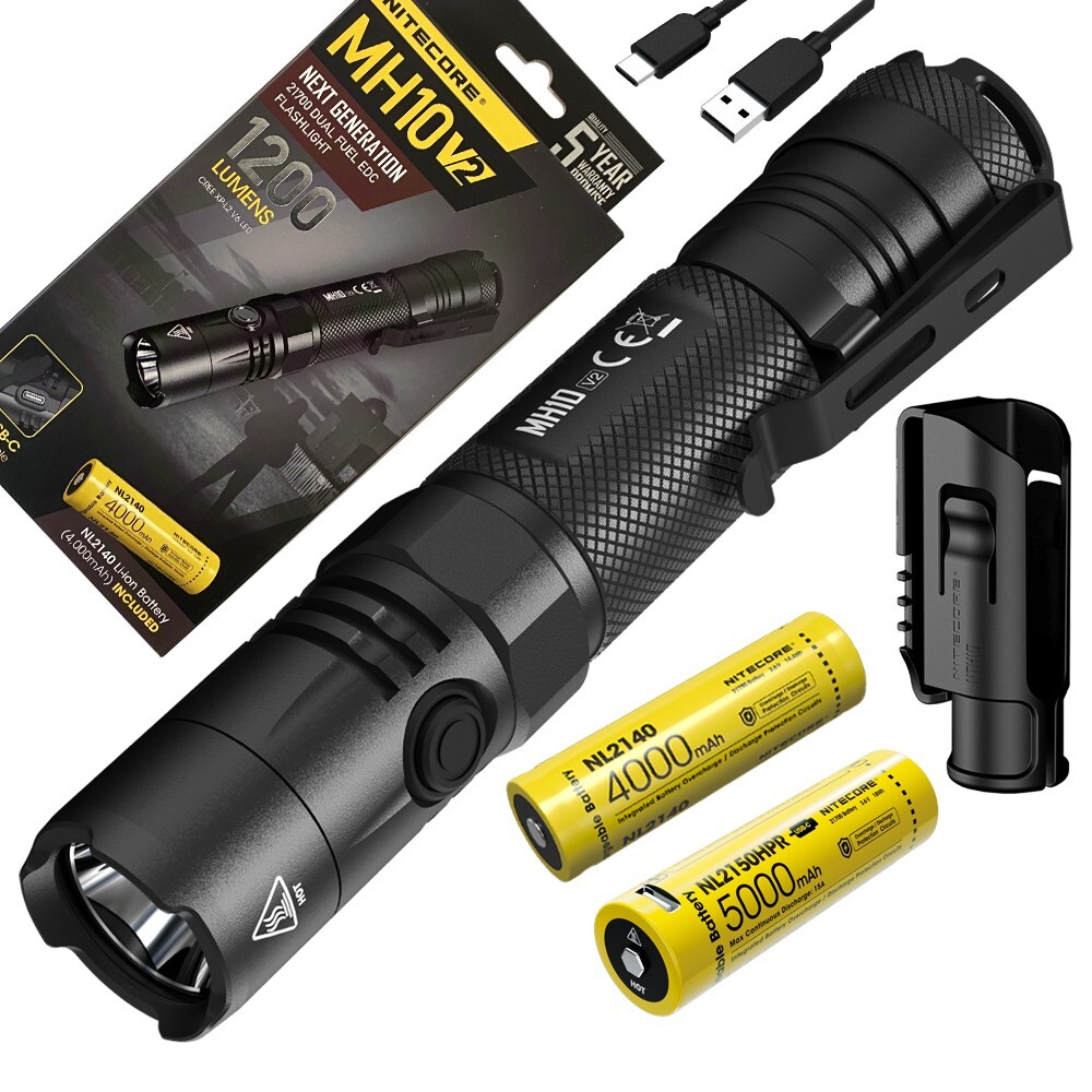 Nitecore MH10 V2 Flashlight 1200 Lumens w/ NL2140 and NL2150HPR Battery Included