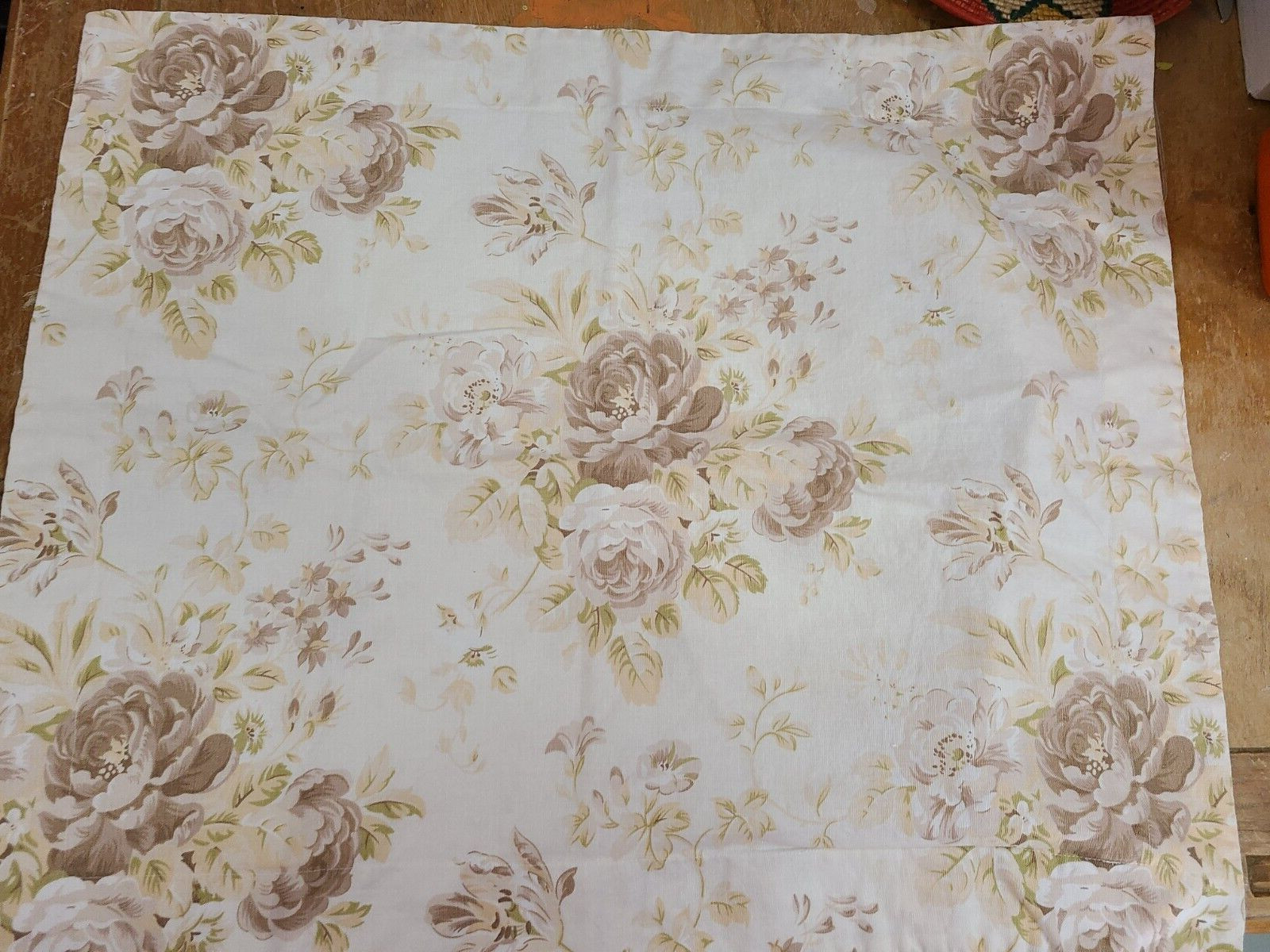 Pottery Barn "Rustic Roses Ivory/Brown" Linen Standard Sham