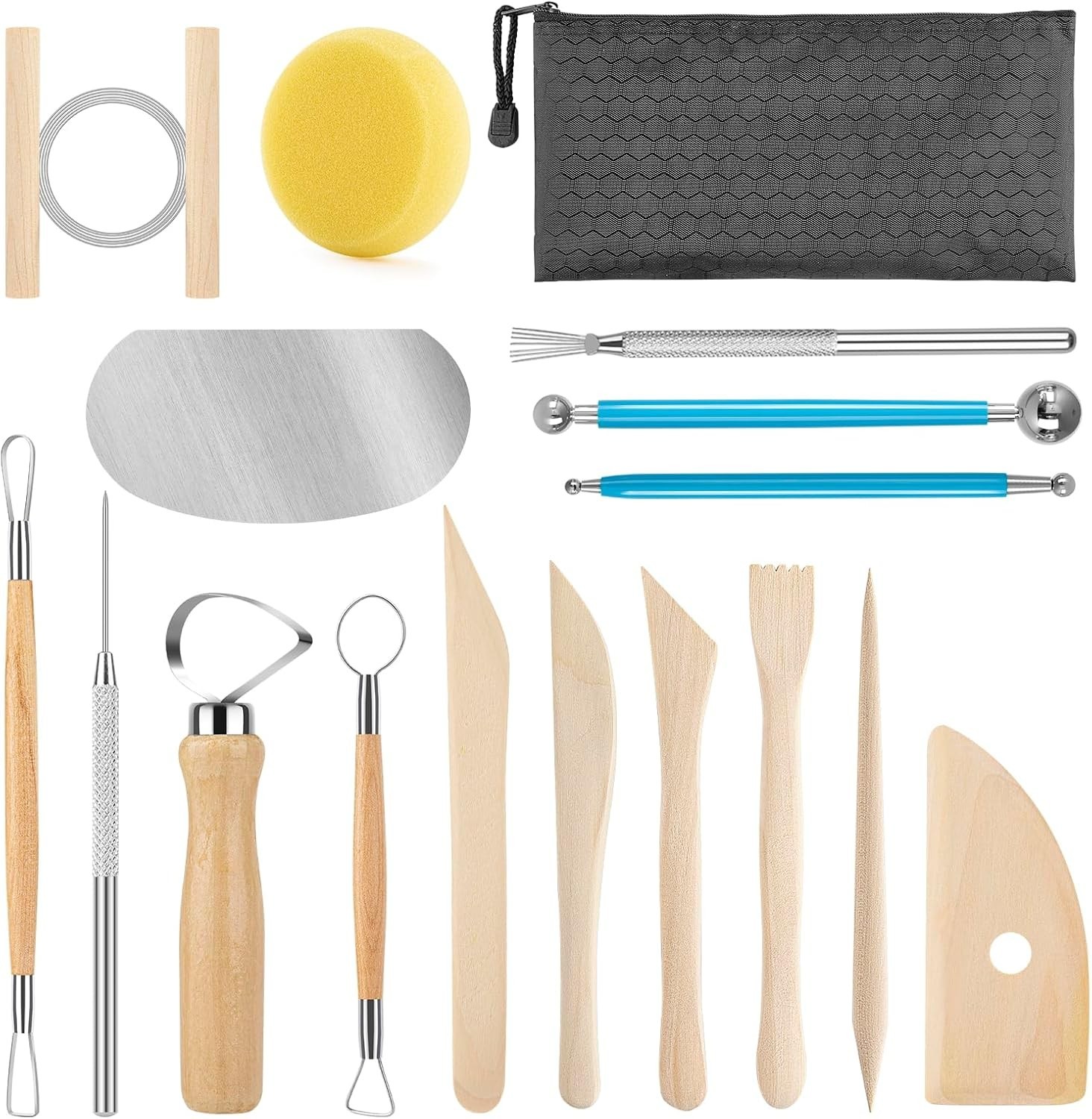 Pottery Tool Kit, 17pcs Polymer Clay Tools, Modeling Clay Sculpting Tools Kit...