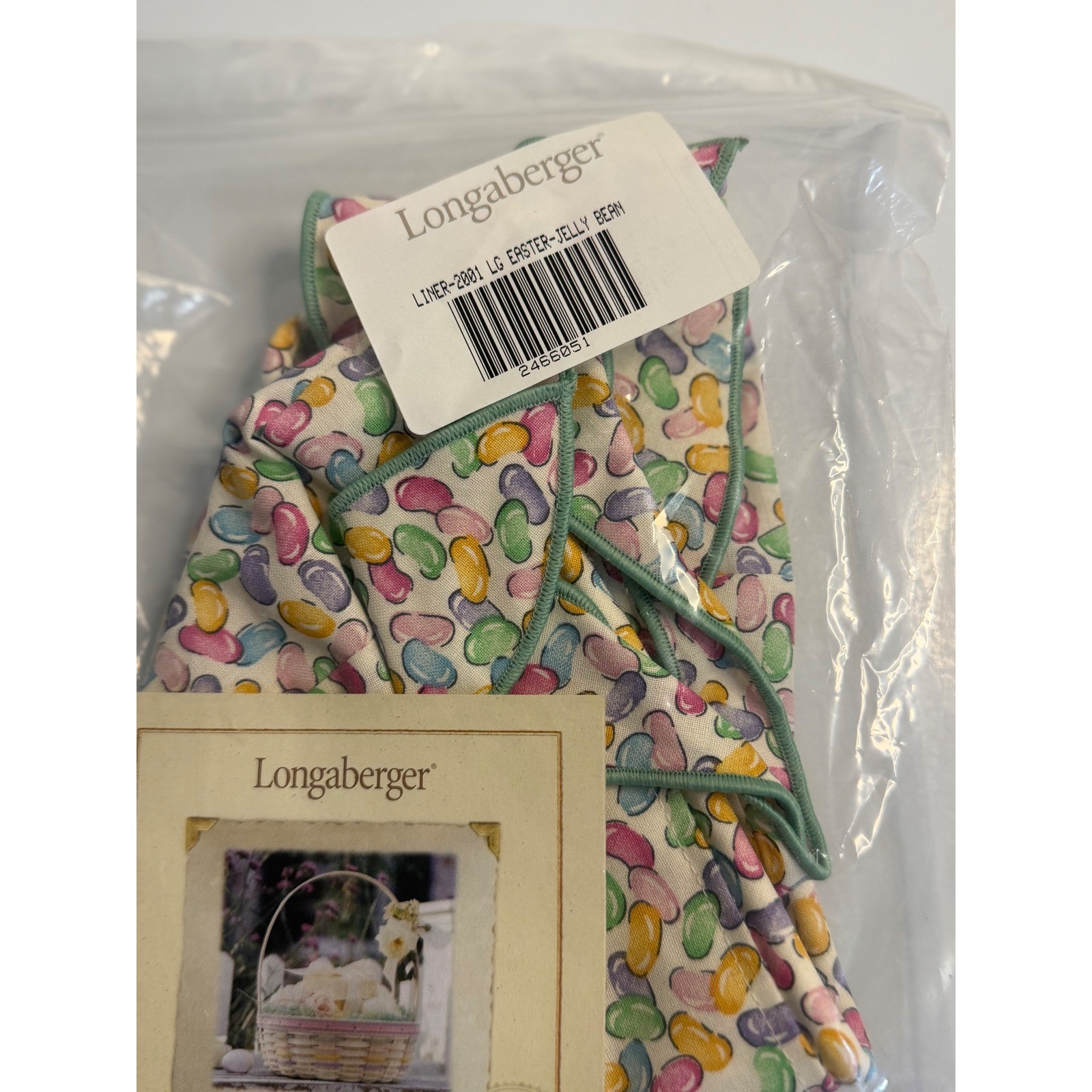 VTG Longaberger Basket Liner Multicolor Jelly Bean Large Easter 2001 Fabric