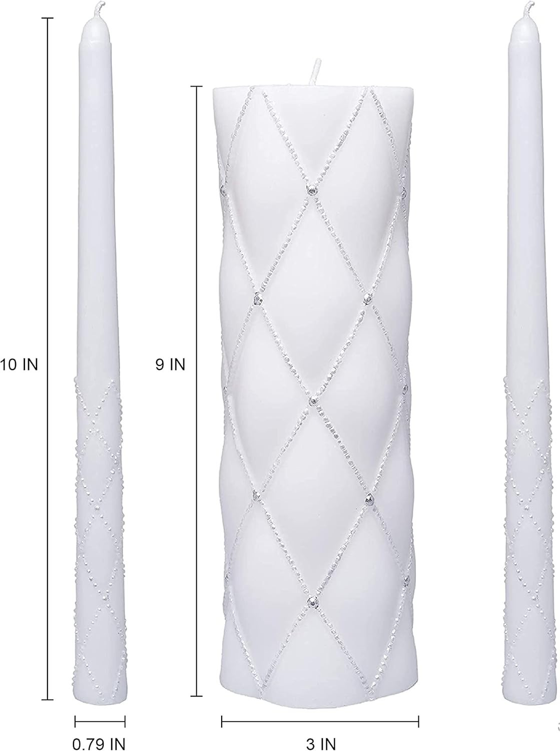 Hosley 11.5" High White Wedding Unity Candle Set