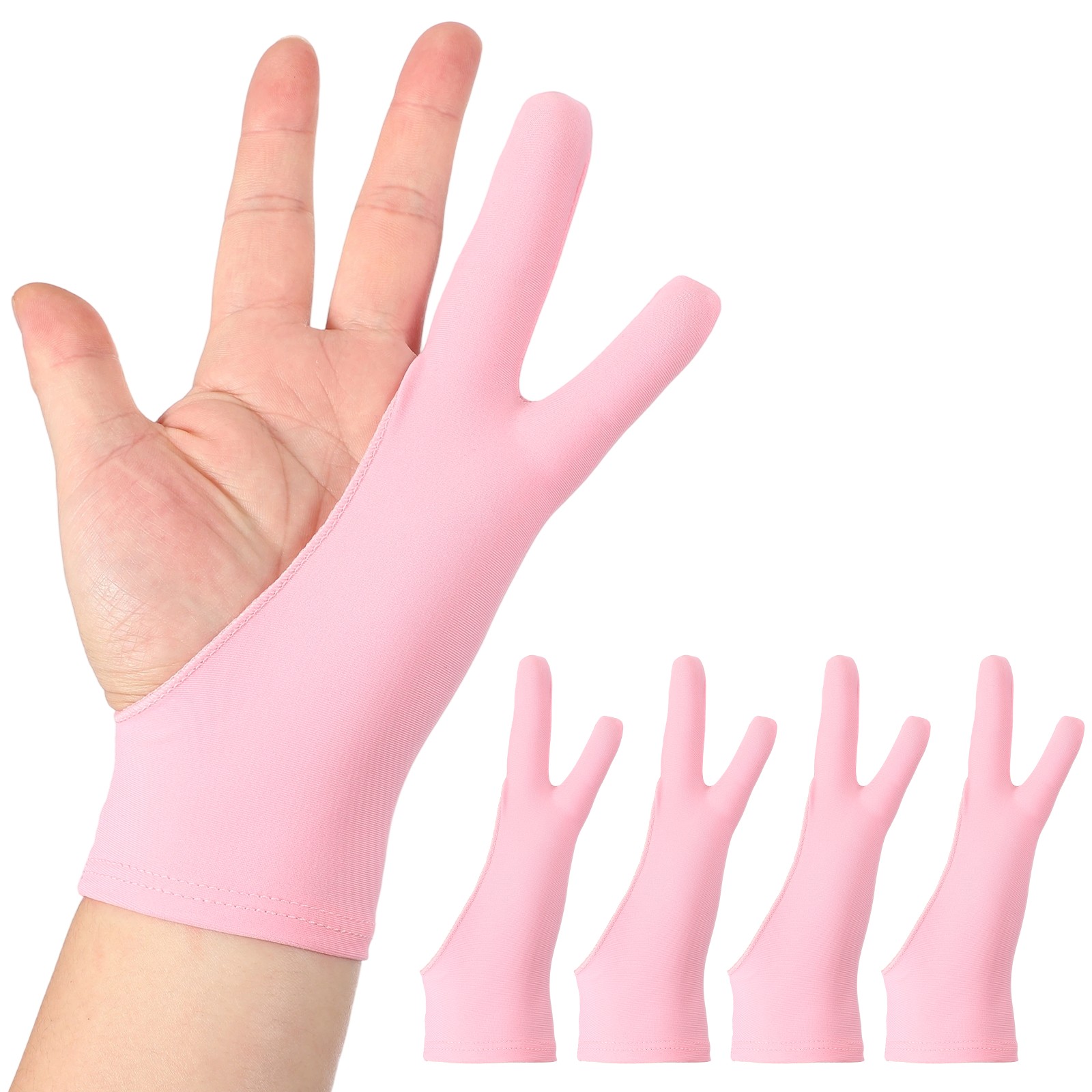 4pcs Artist Drawing Glove l Size Two Fingers Graphics Painting Glove Pink