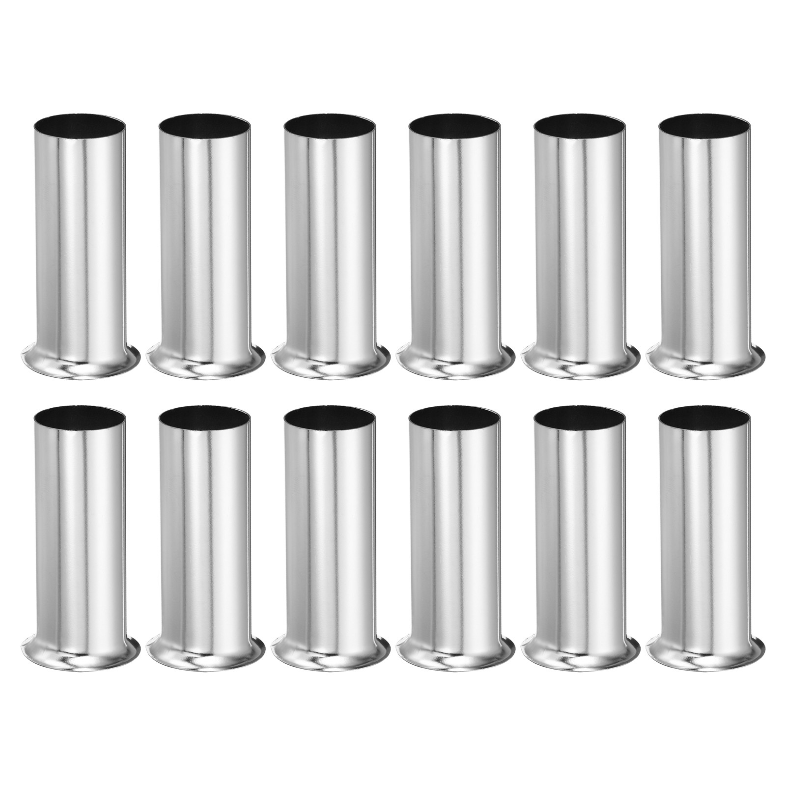 Candle Socket Covers, 3.1 Inch Base Holder, Silver Tone 12 Pcs