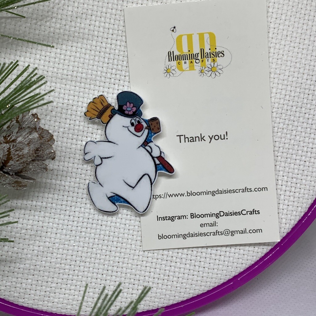 Magnetic Needle Minder Cross Stitch Frosty the Snowman / Fridge Magnet