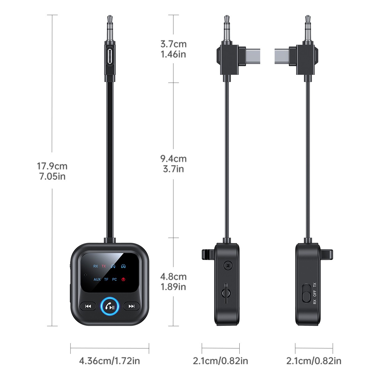 4IN1 Wireless Bluetooth 6.0 Transmitter Receiver Adapter 3.5mm Jack Aux / USB C