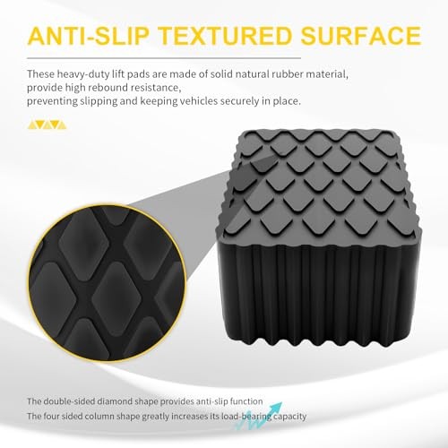 4 Pack Solid Rubber Auto Lift Block Spacer Pad Solid 120mm x 80mm x 80mm