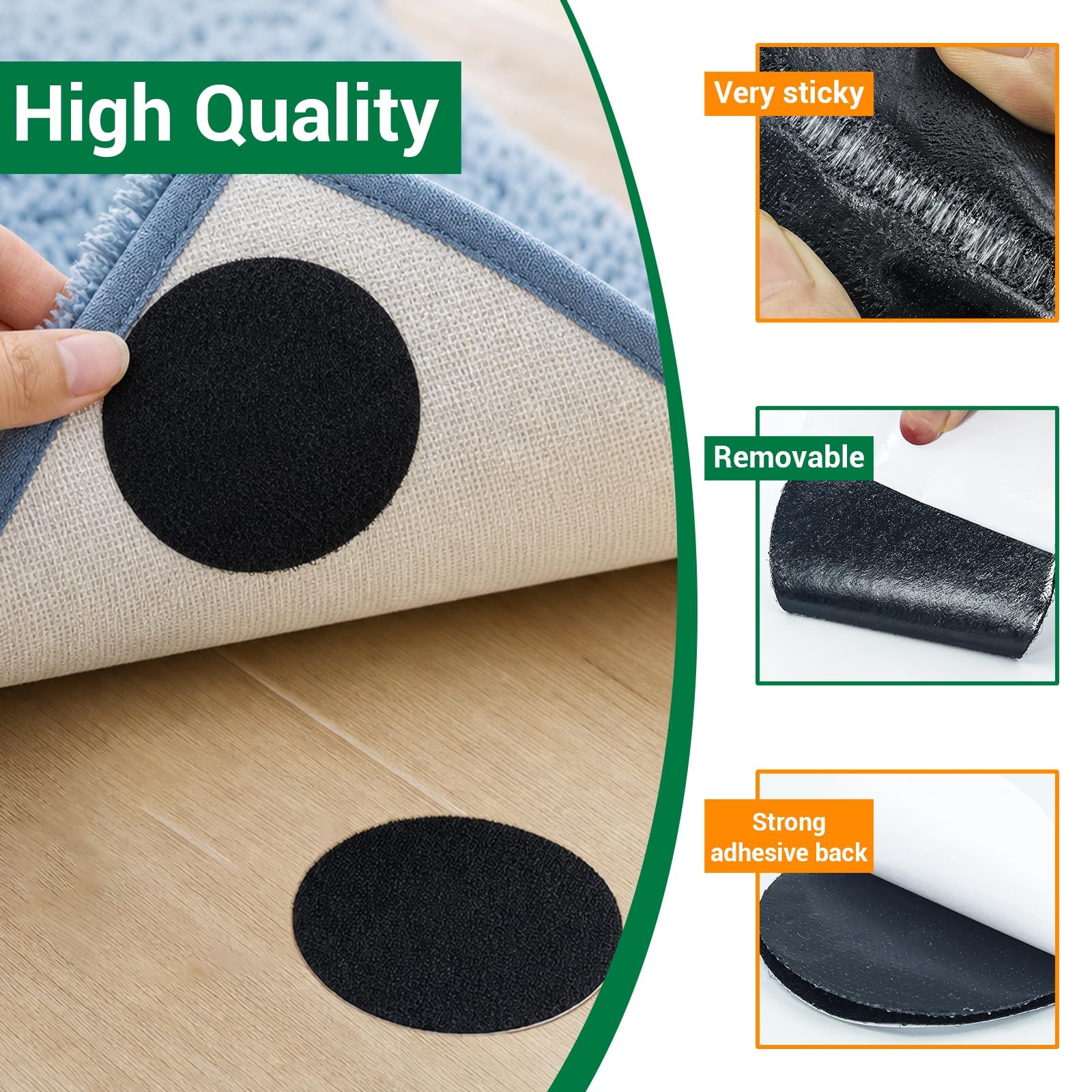 20 Sets - 3 inch Hook and Loop Strips with Adhesive, Black Hook and Loop Self...