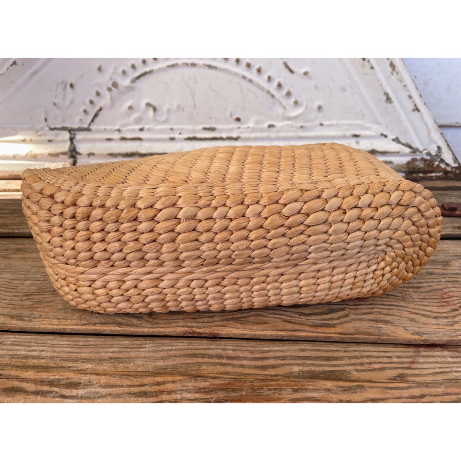 Vintage 1970s Woven Grass Shoe Planter Boho
