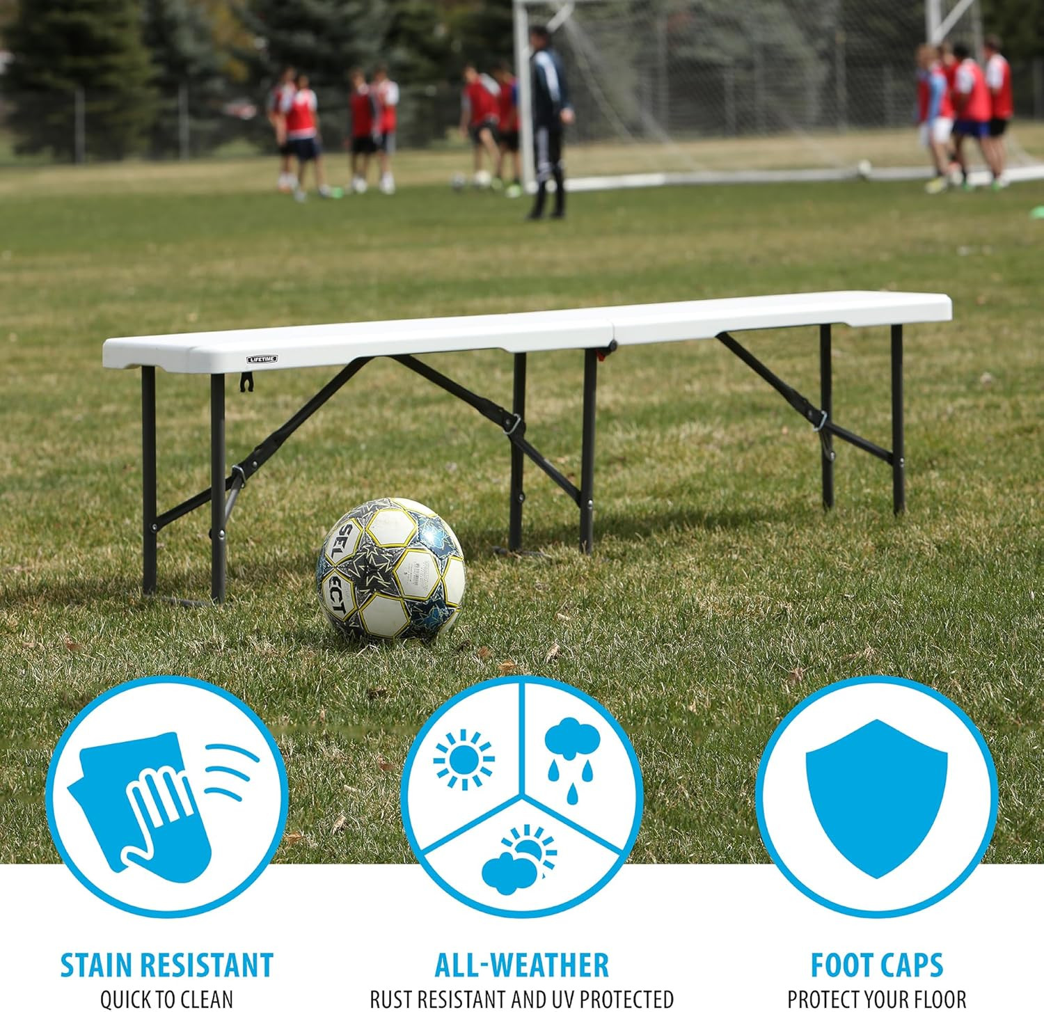 Folding Bench Outdoor Portable Seating White 6 ft.