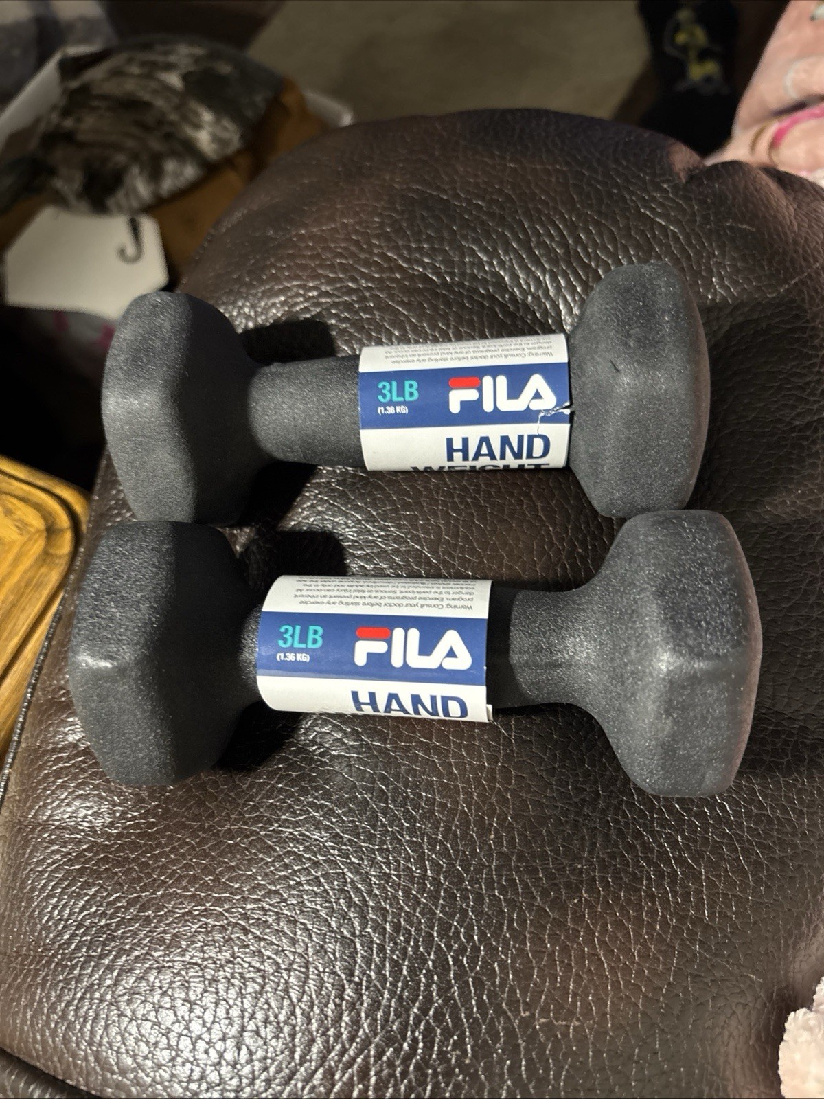 FILA Pair Of 3lb Hand Weights BLACK Dumbbells Weights BRAND NEW