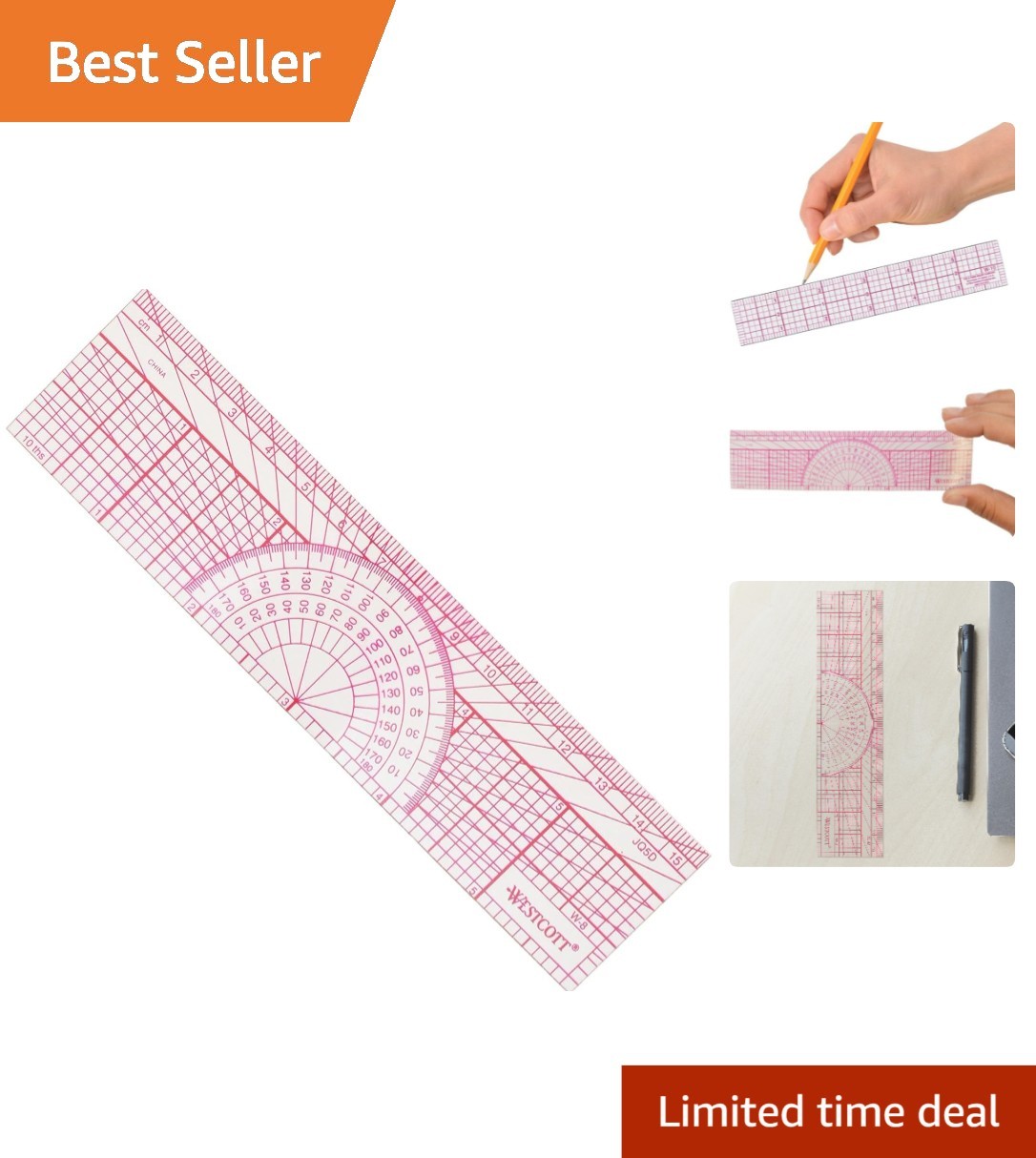 Durable 6-Inch Transparent Ruler with Metric & Inch Scales for Accurate Drafting