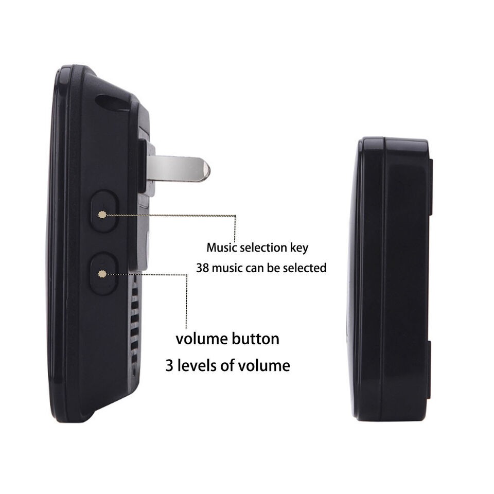 Smart wireless doorbell waterproof plug-in receiver 3 modes adjustable volume