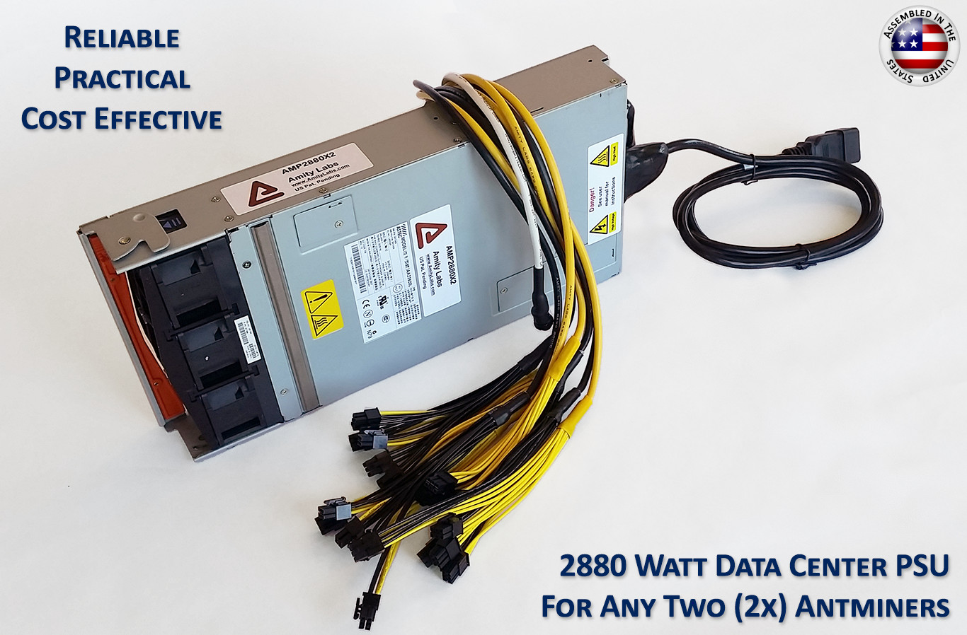 2880 Watt Mining Power Supply For Two (2x) Antminer S9 / S9i / S9j / T9